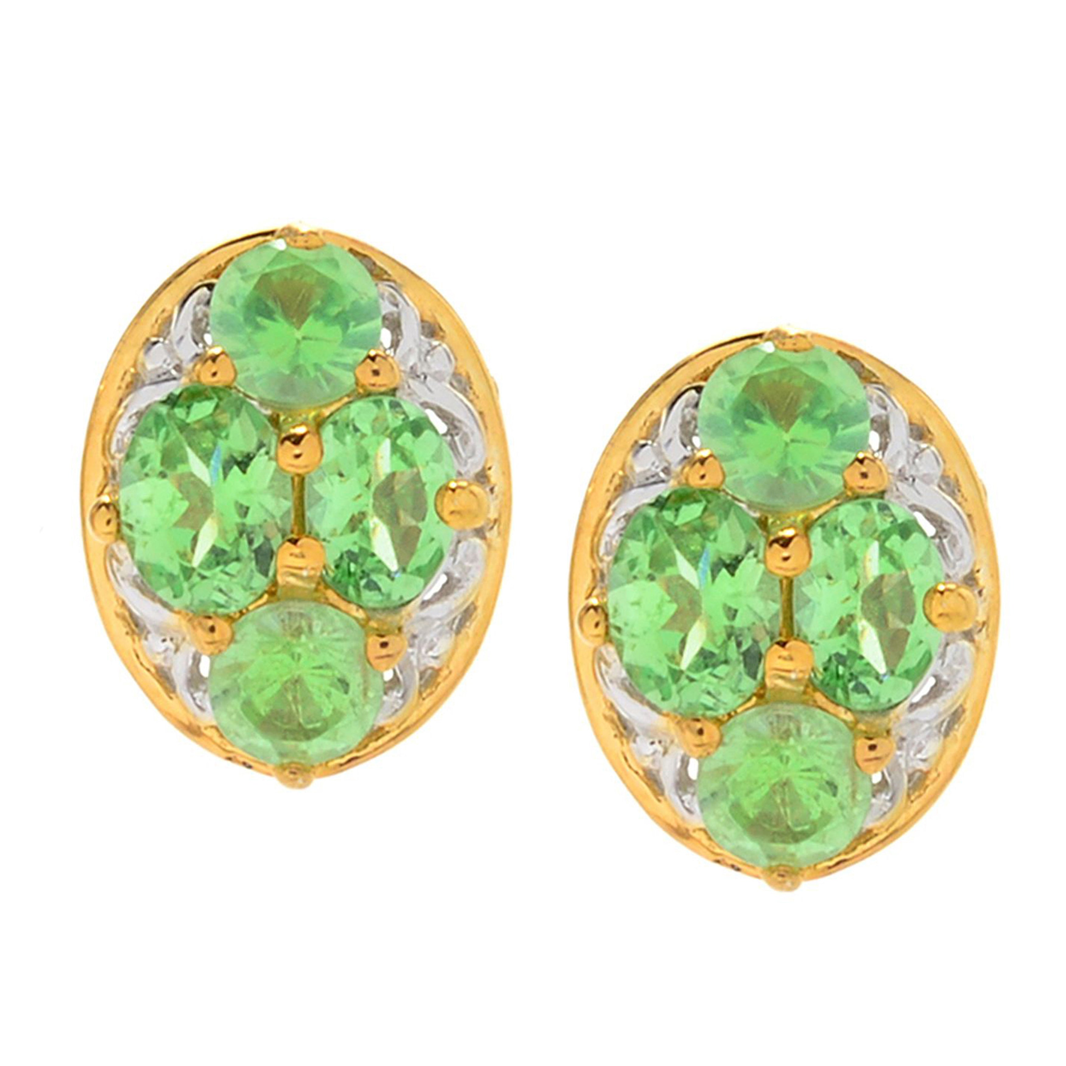 Gems en Vogue 1.17ctw Mint Tsavorite Stud Earrings