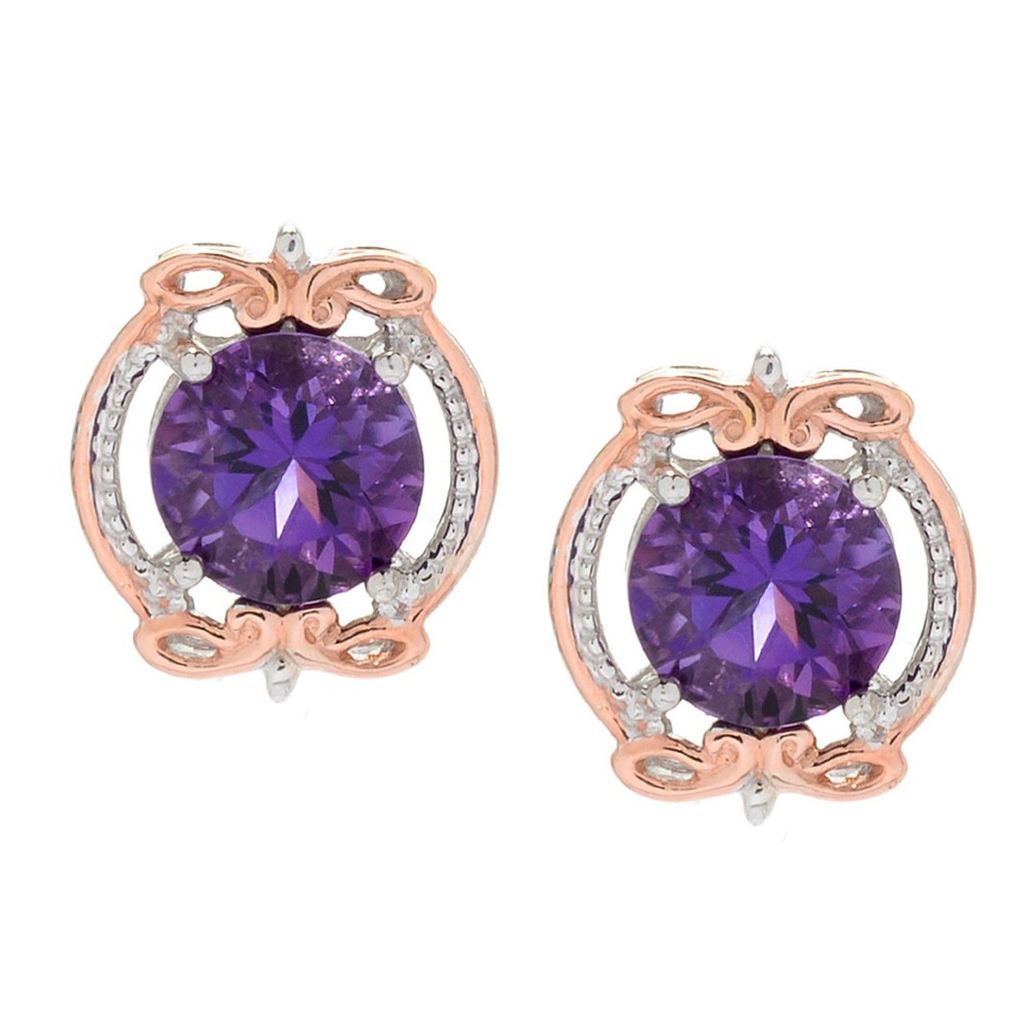 Gems en Vogue 2.20ctw Ametista do Sul Amethyst Stud Earrings