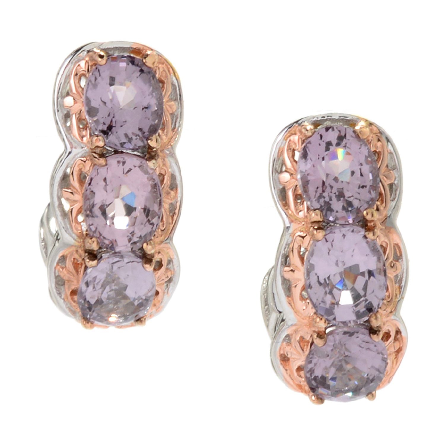 Gems en Vogue 2.50ctw Lavender Spinel Hoop Earrings