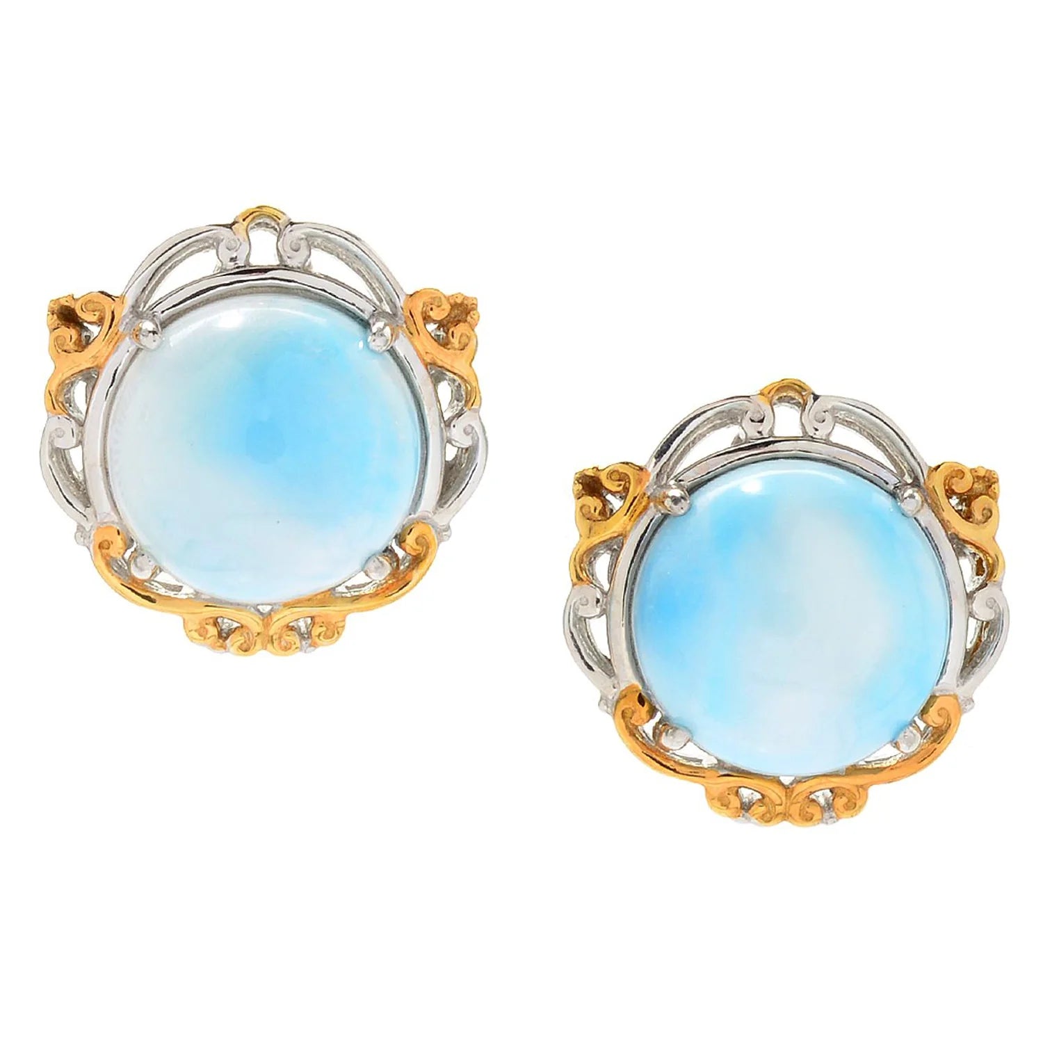 Gems en Vogue Round Hemimorphite Stud Earrings