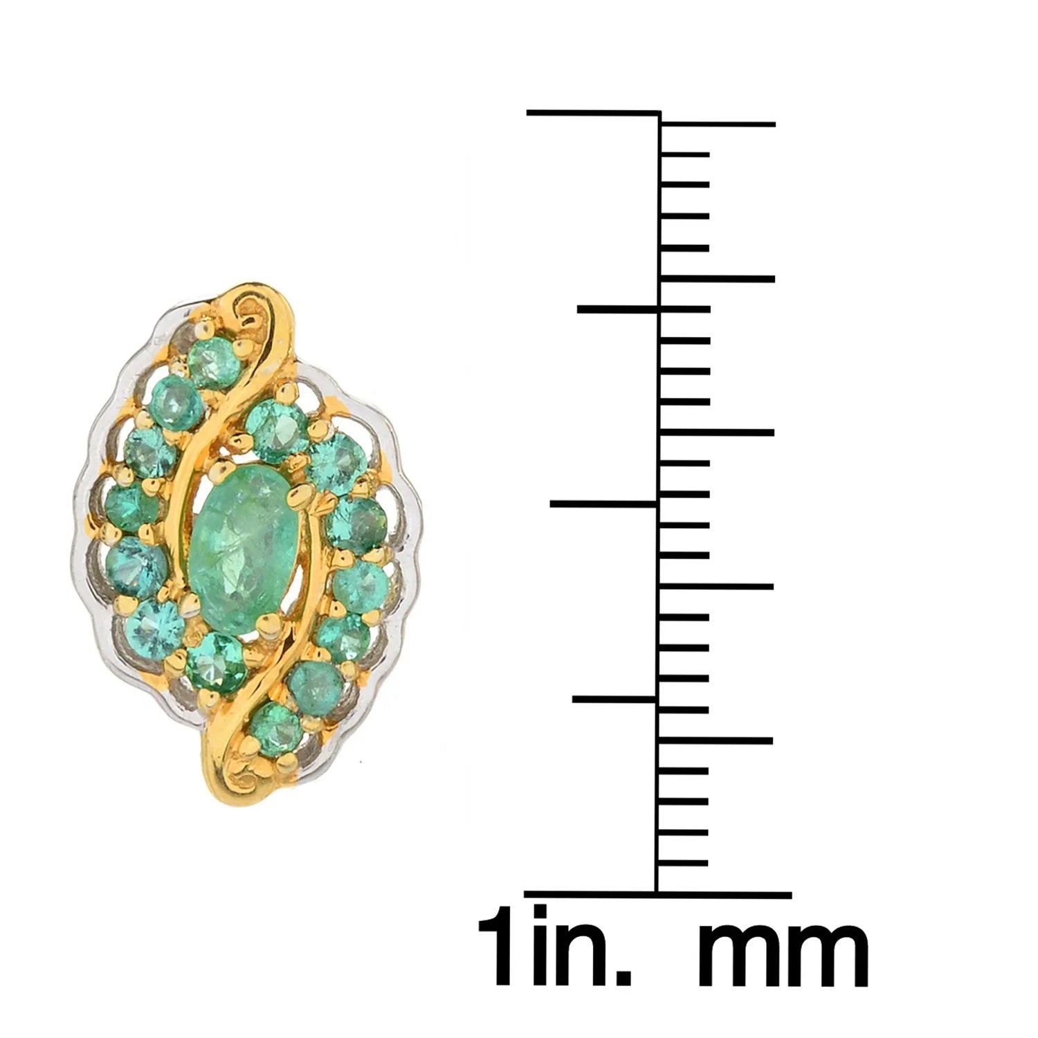 Gems en Vogue 1.12ctw Grizzly Emerald Halo Stud Earrings