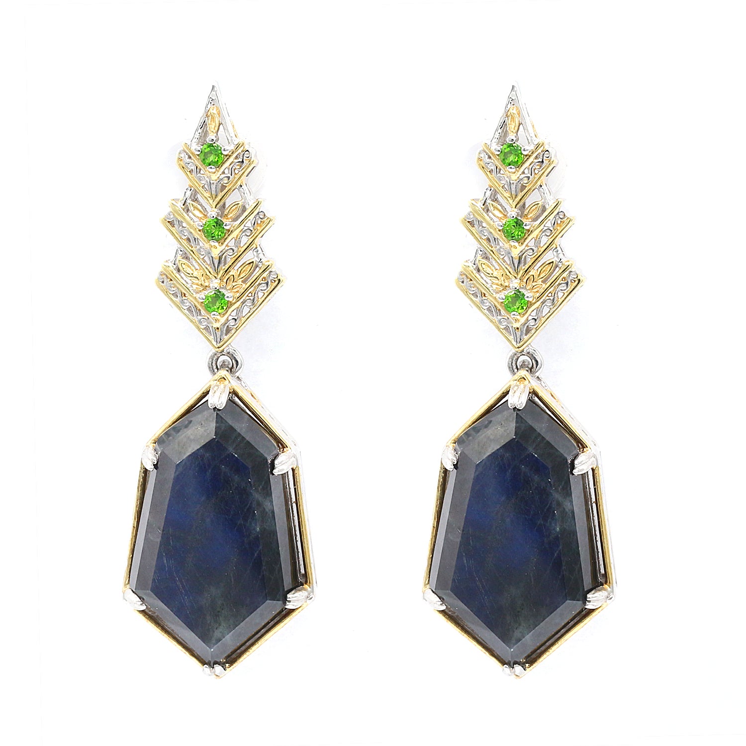 Gems en Vogue Special Cut Spectrolite & Choice of Gemstones Drop Earrings