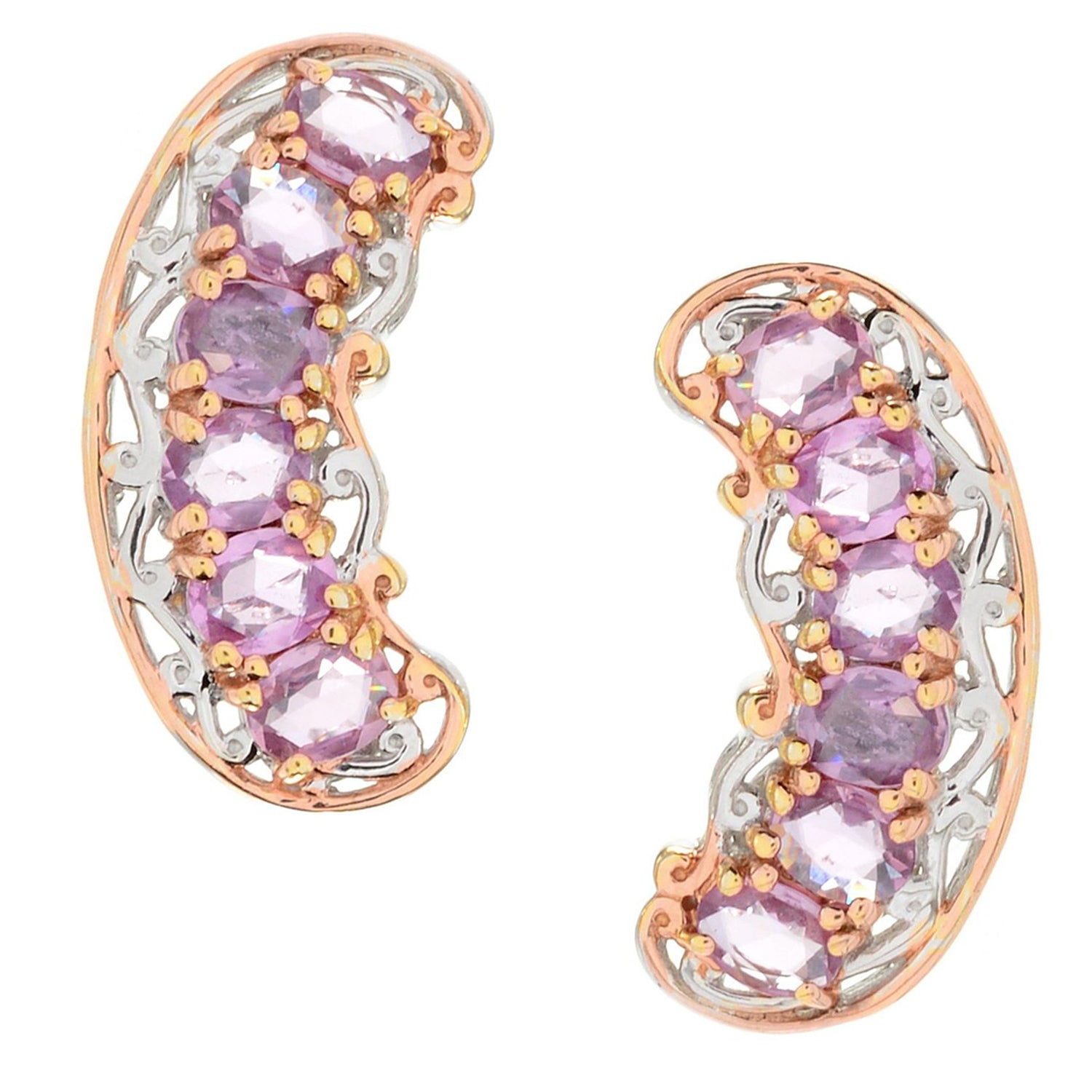 Gems en Vogue 3.29ctw Choice of Color Pastel Sapphire Bypass Earrings