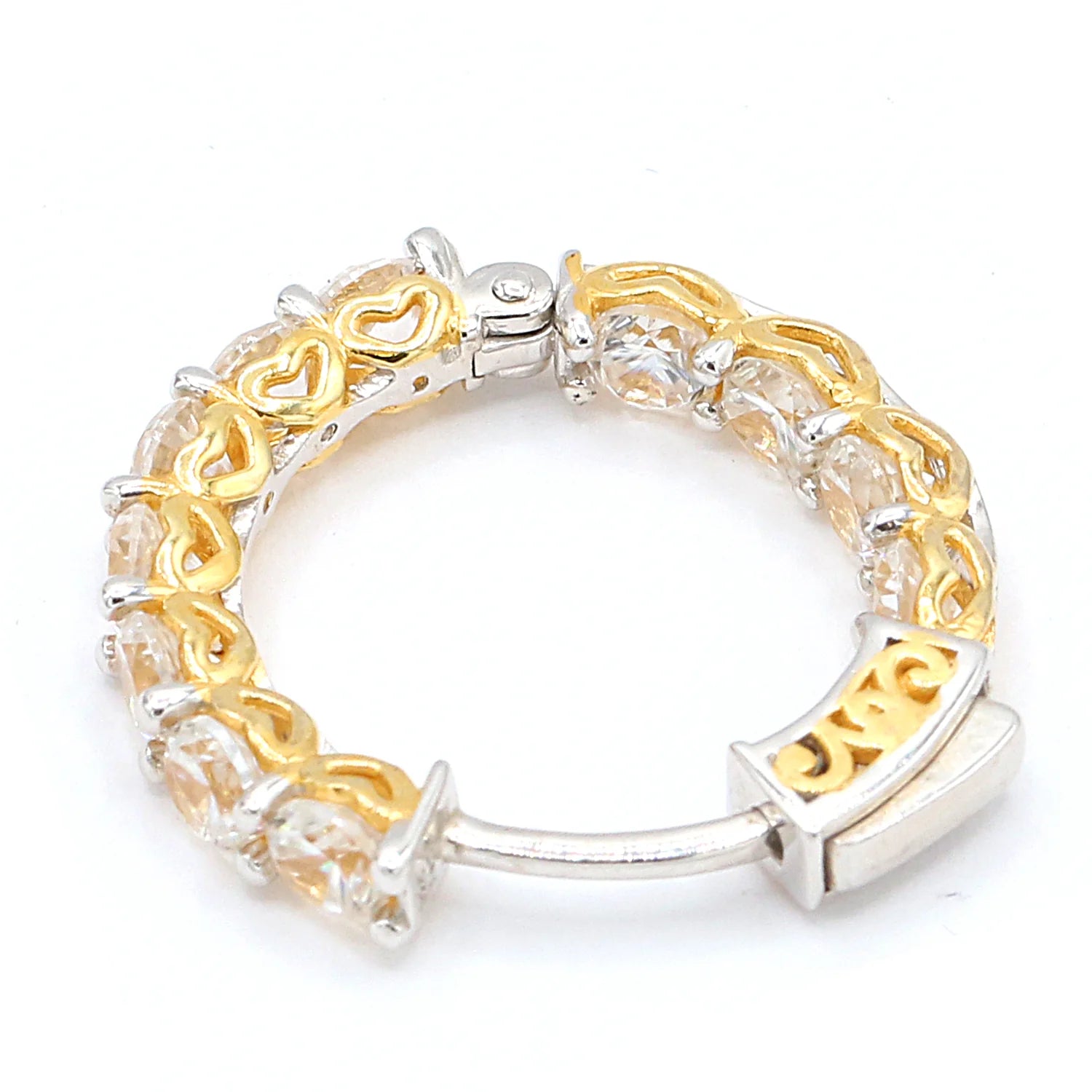 Gems en Vogue 5.50ctw White Zircon Hoop Earrings