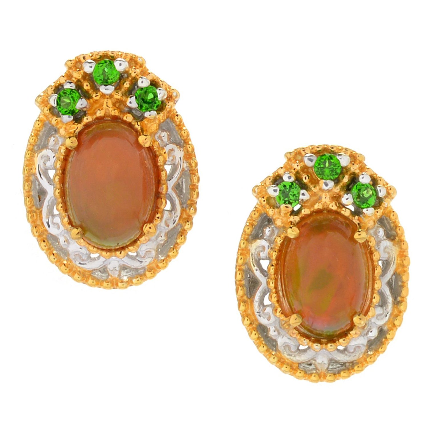 Gems en Vogue Chocolate Opal & Chrome Diopside Stud Earrings