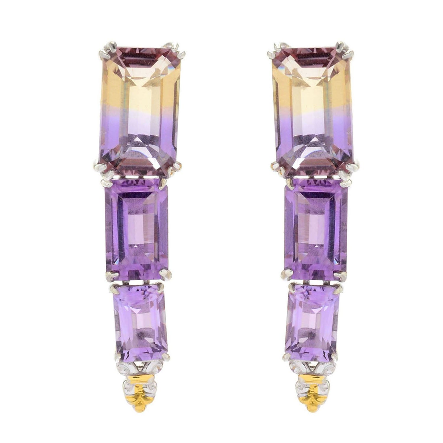 Gems en Vogue 7.10ctw Ametrine & Choice of Gemstone Drop Earrings