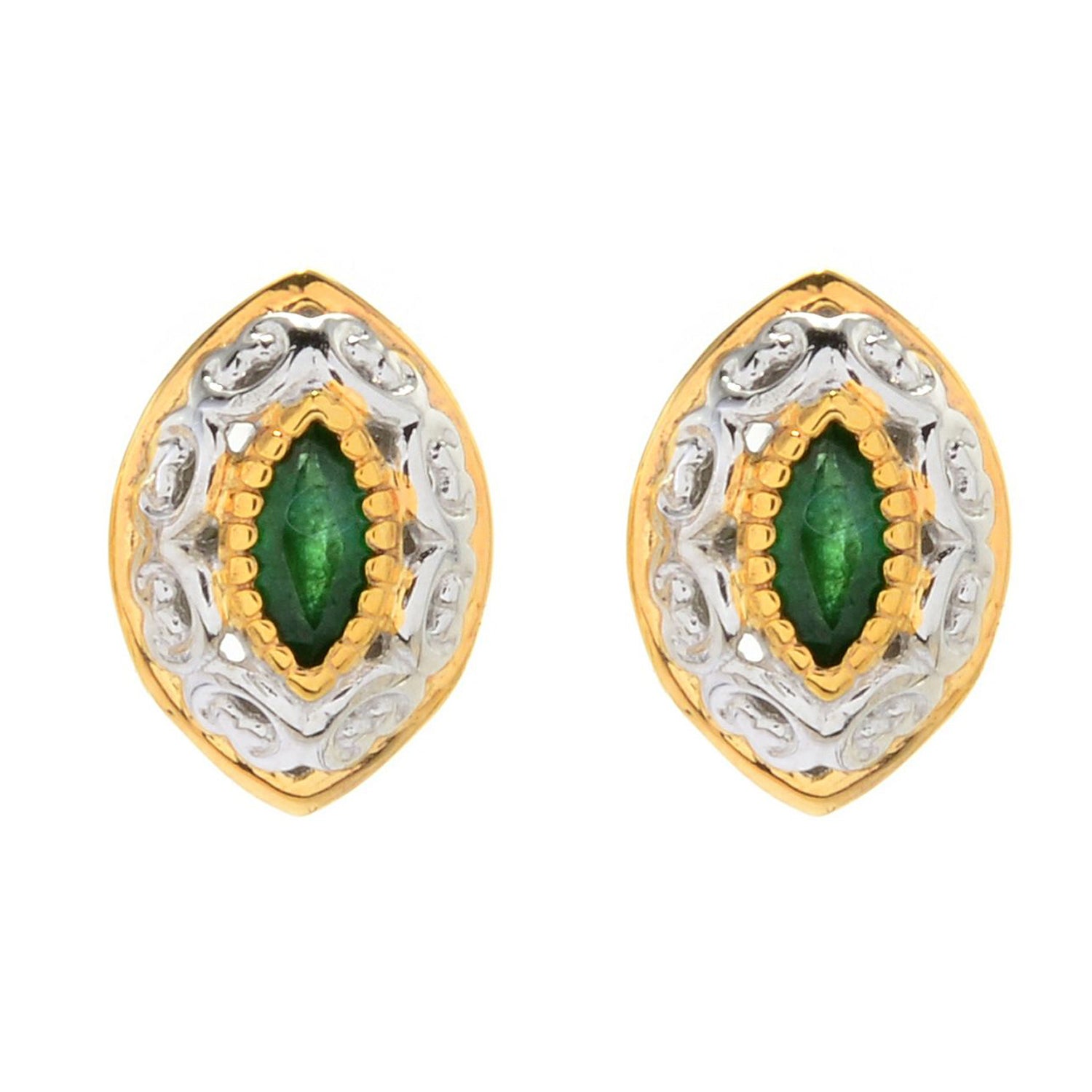 Gems en Vogue 0.32-0.46ctw Grizzly Emerald Choice of Shape Stud Earrings