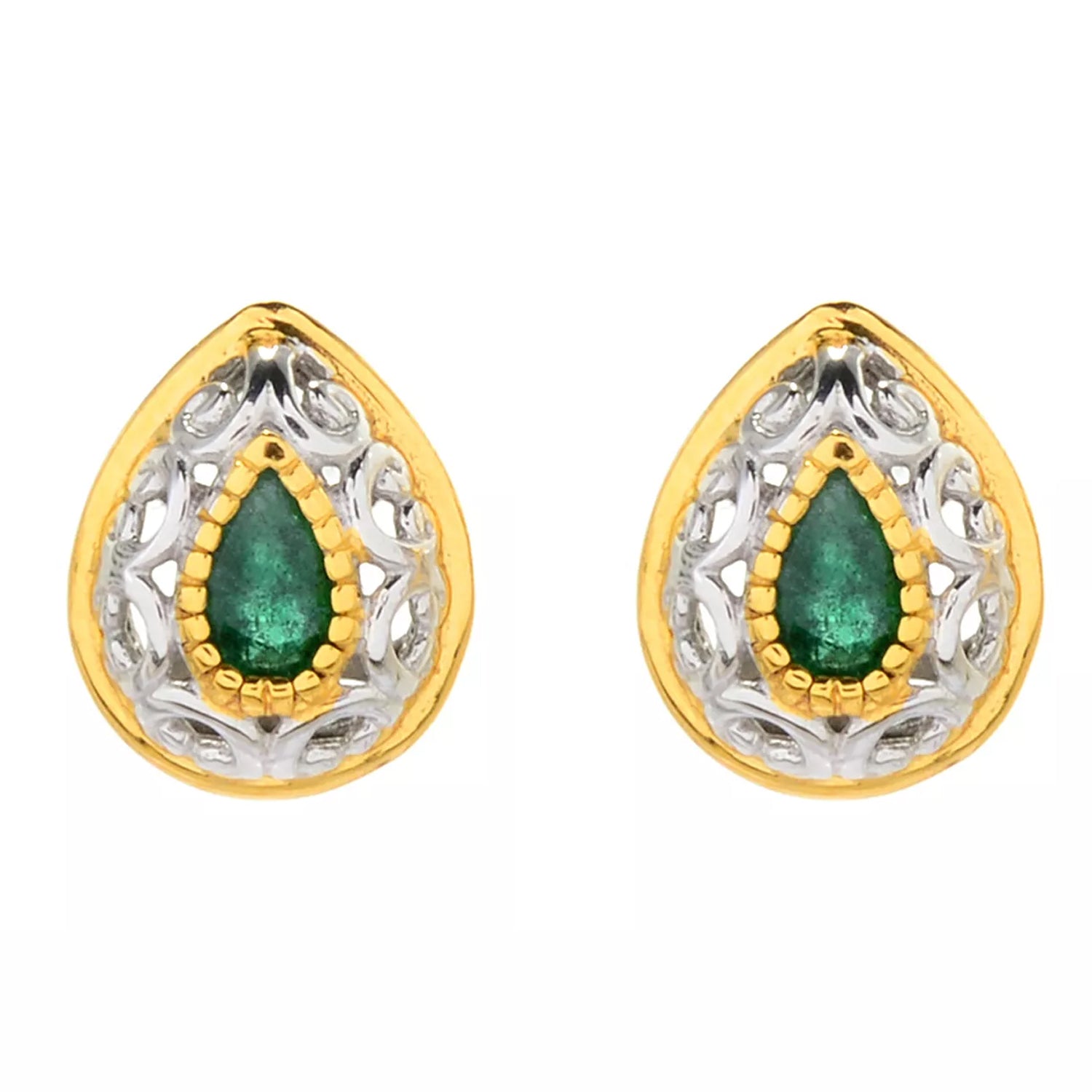 Gems en Vogue 0.32-0.46ctw Grizzly Emerald Choice of Shape Stud Earrings