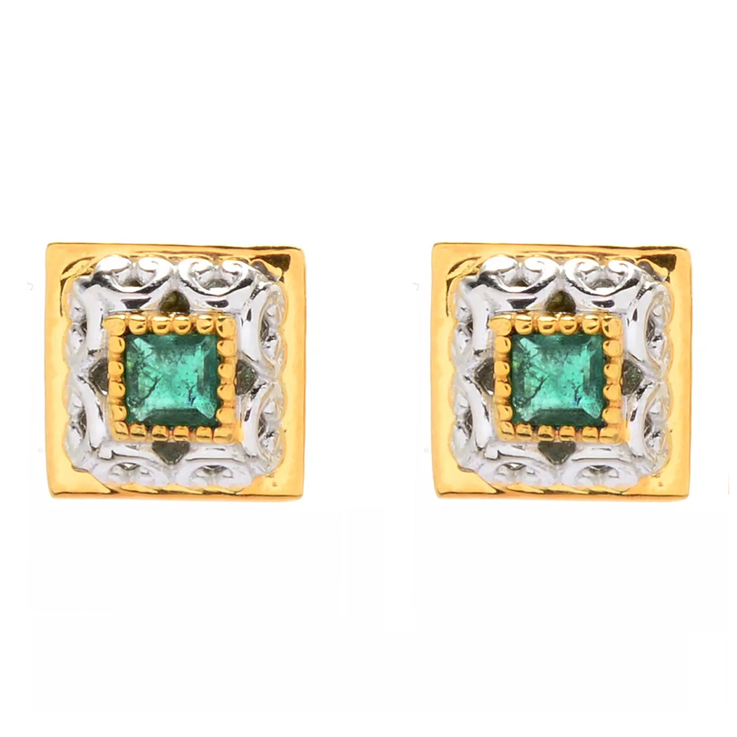 Gems en Vogue 0.32-0.46ctw Grizzly Emerald Choice of Shape Stud Earrings