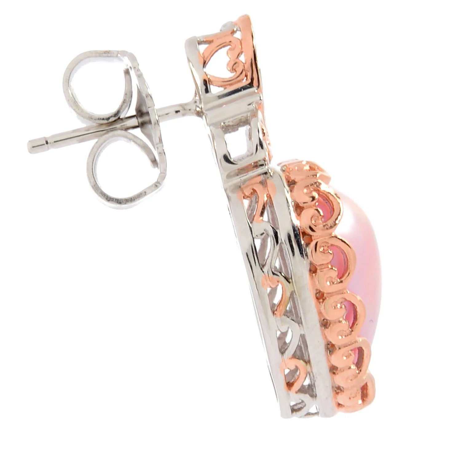 Gems en Vogue Pink Mabe Cultured Pearl Heart Shaped Stud Earrings