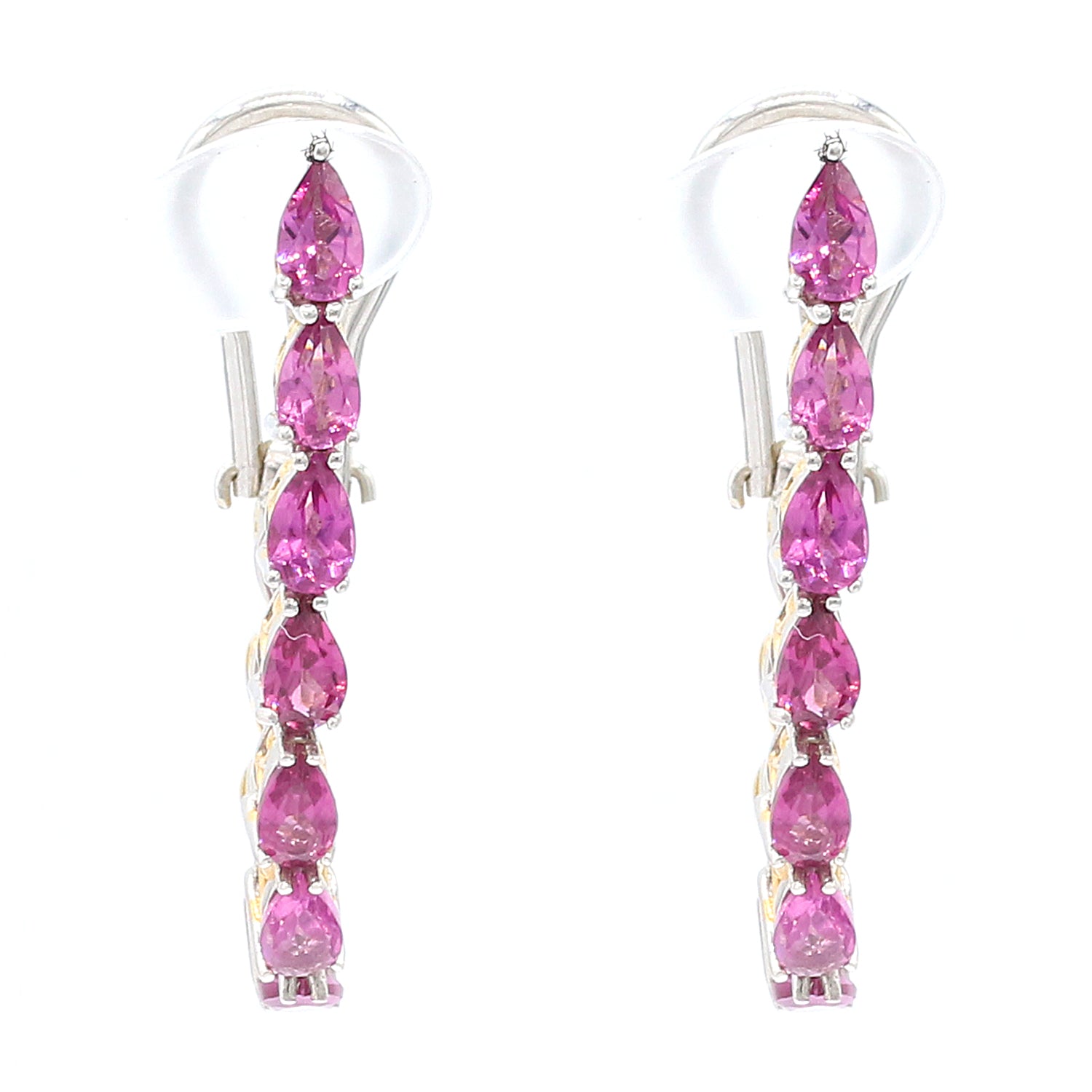 Gems en Vogue 4.06ctw Pear Shaped Purple Garnet Hoop Earrings