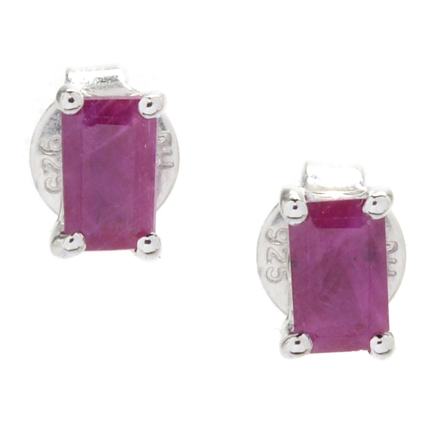Gems en Vogue 0.60ctw Choice of Emerald Cut Precious Gemstones Stud Earrings