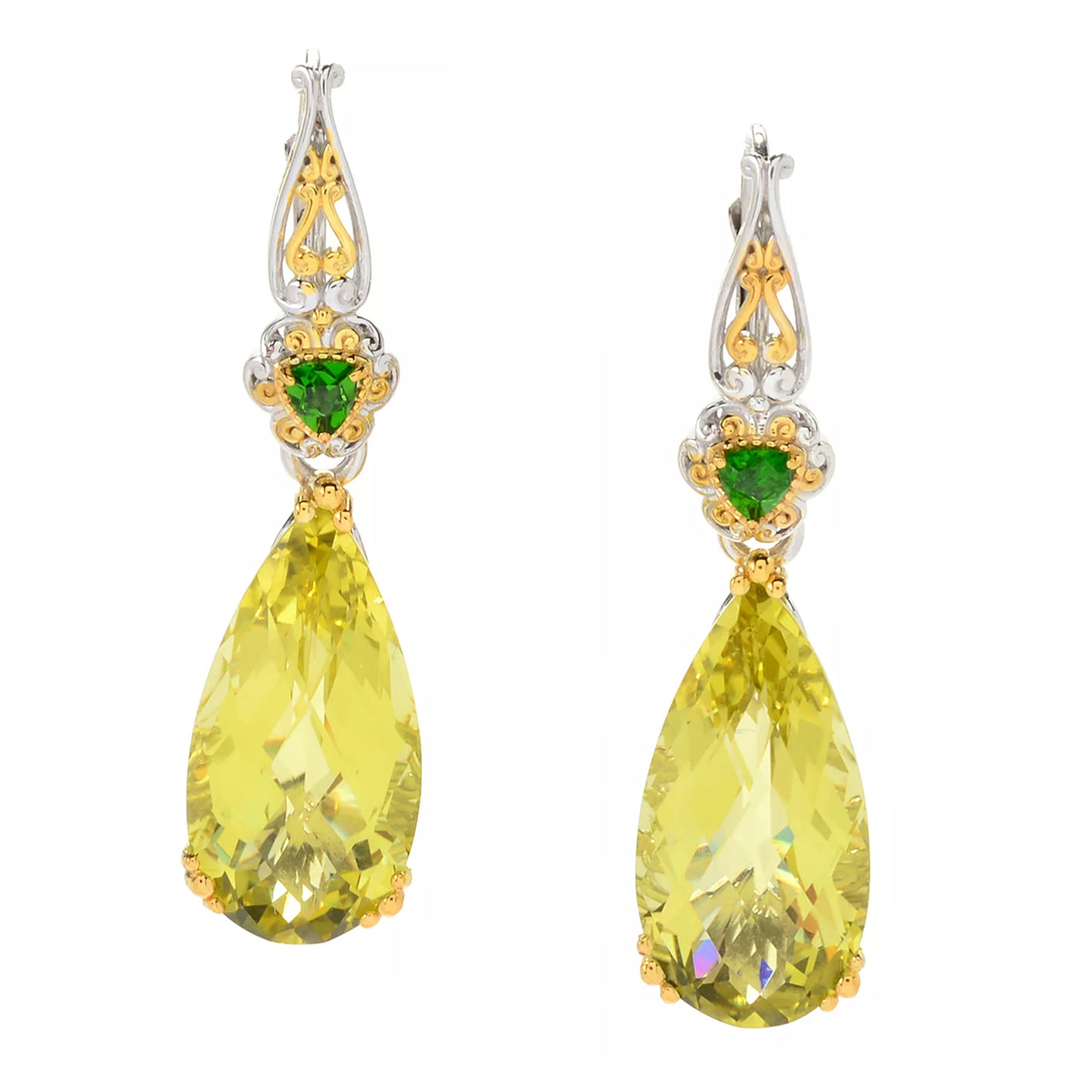 Gems en Vogue 15.14ctw Ouro Verde & Chrome Diopside Drop Earrings