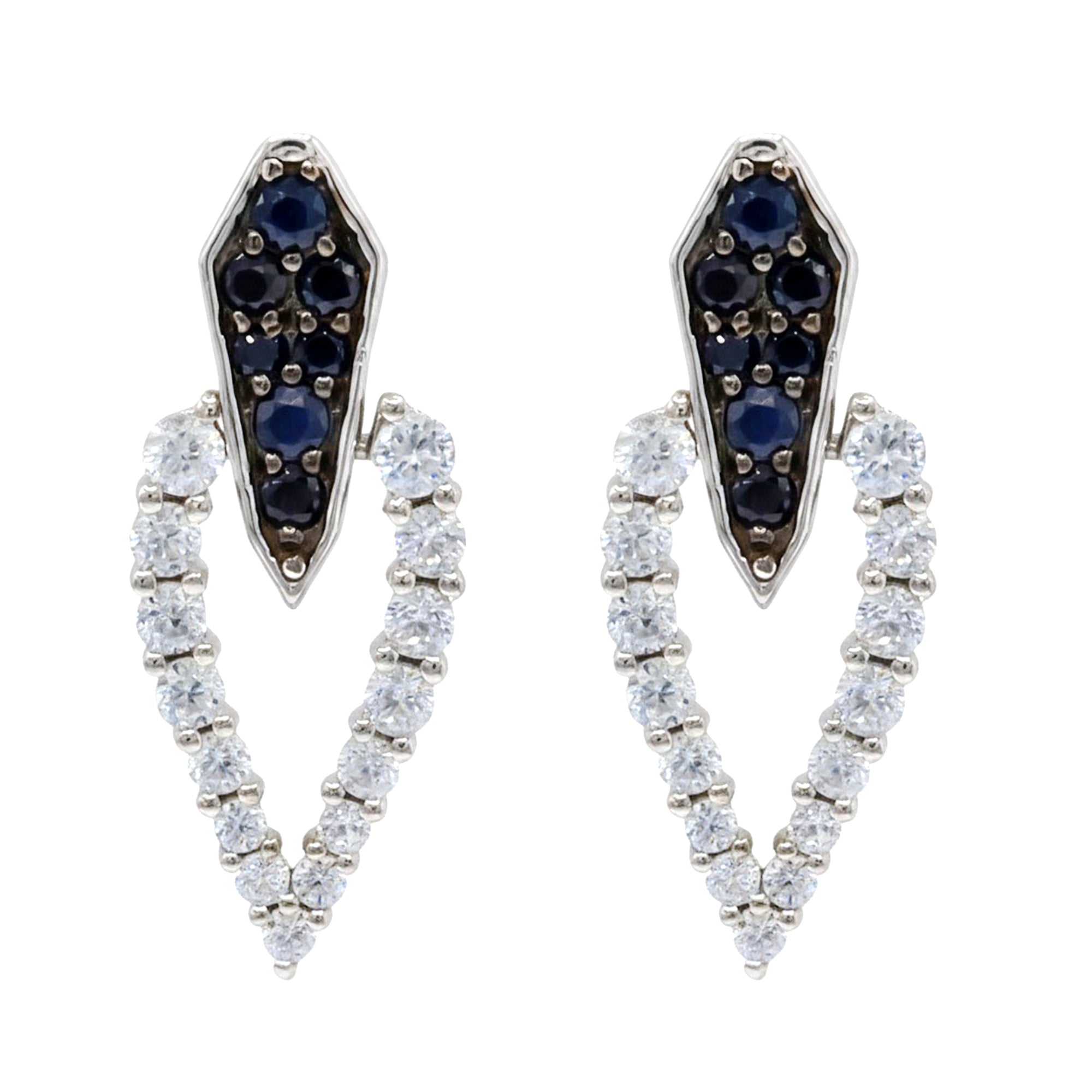 Hall of Jewels 1.86ctw Royal Blue Sapphire & White Zircon Earrings