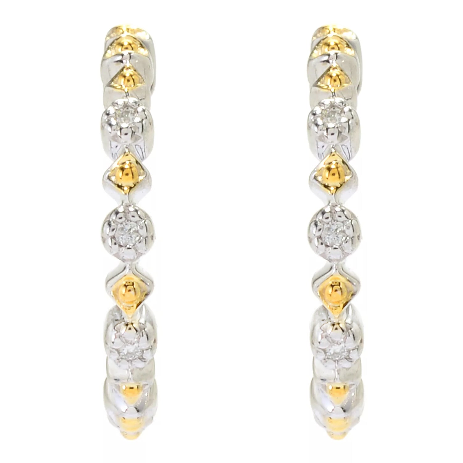 Gems en Vogue 0.02ctw Diamond Huggie Hoop Earrings
