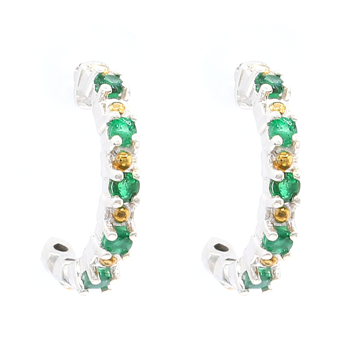 Gems en Vogue 0.40ctw Grizzly Emerald Huggie Hoop Earrings