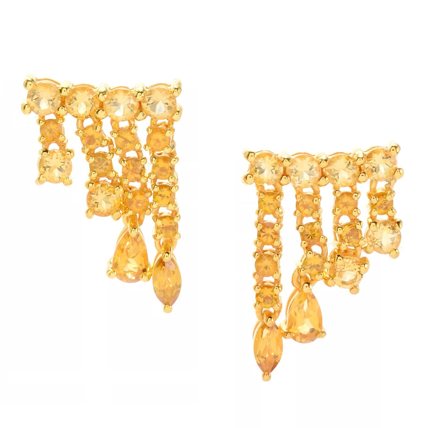 Hall of Jewels 3.02ctw Multi Citrine Fringe Style Earrings