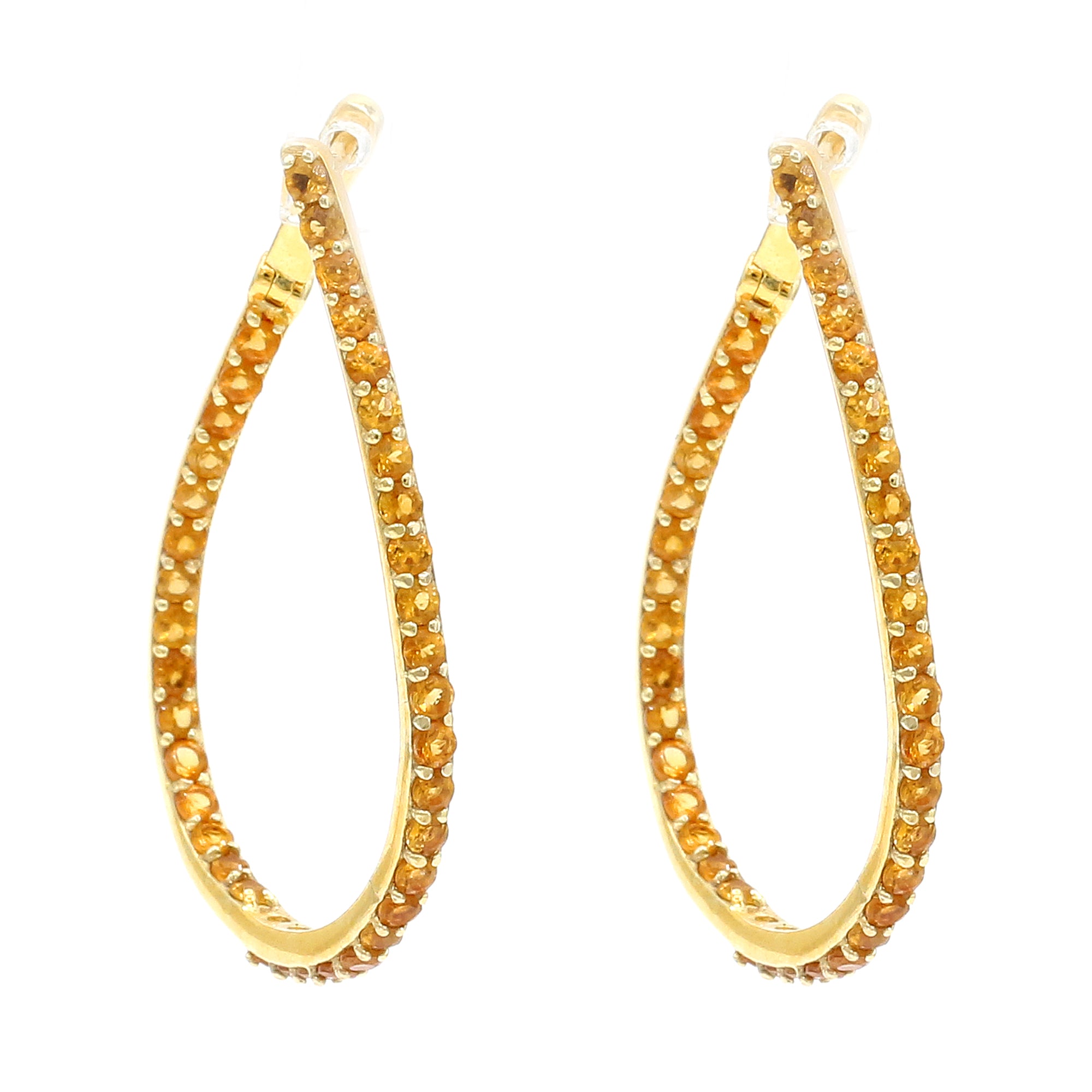 Hall of Jewels 2.28ctw Citrine Front Facing Hoop Earrings