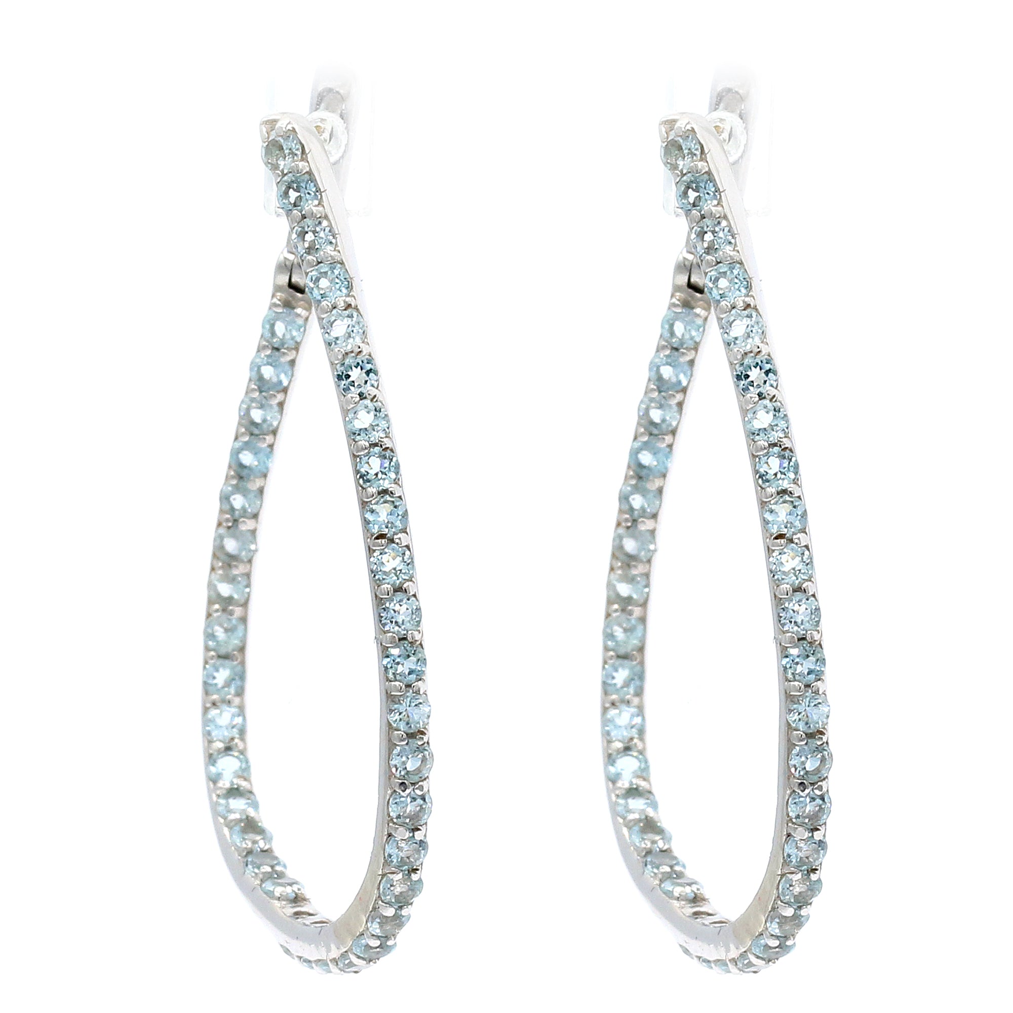 Hall of Jewels 3.04ctw Blue Topaz Front Facing Hoop Earrings