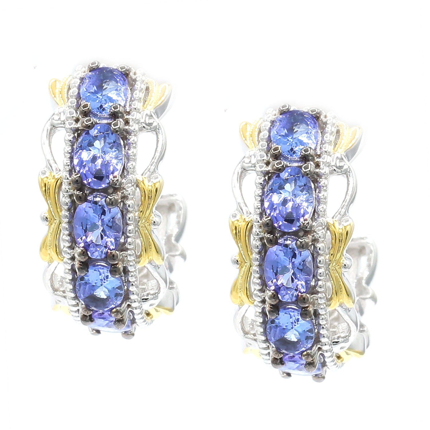 Gems en Vogue 2.00ctw Tanzanite Hoop Earrings