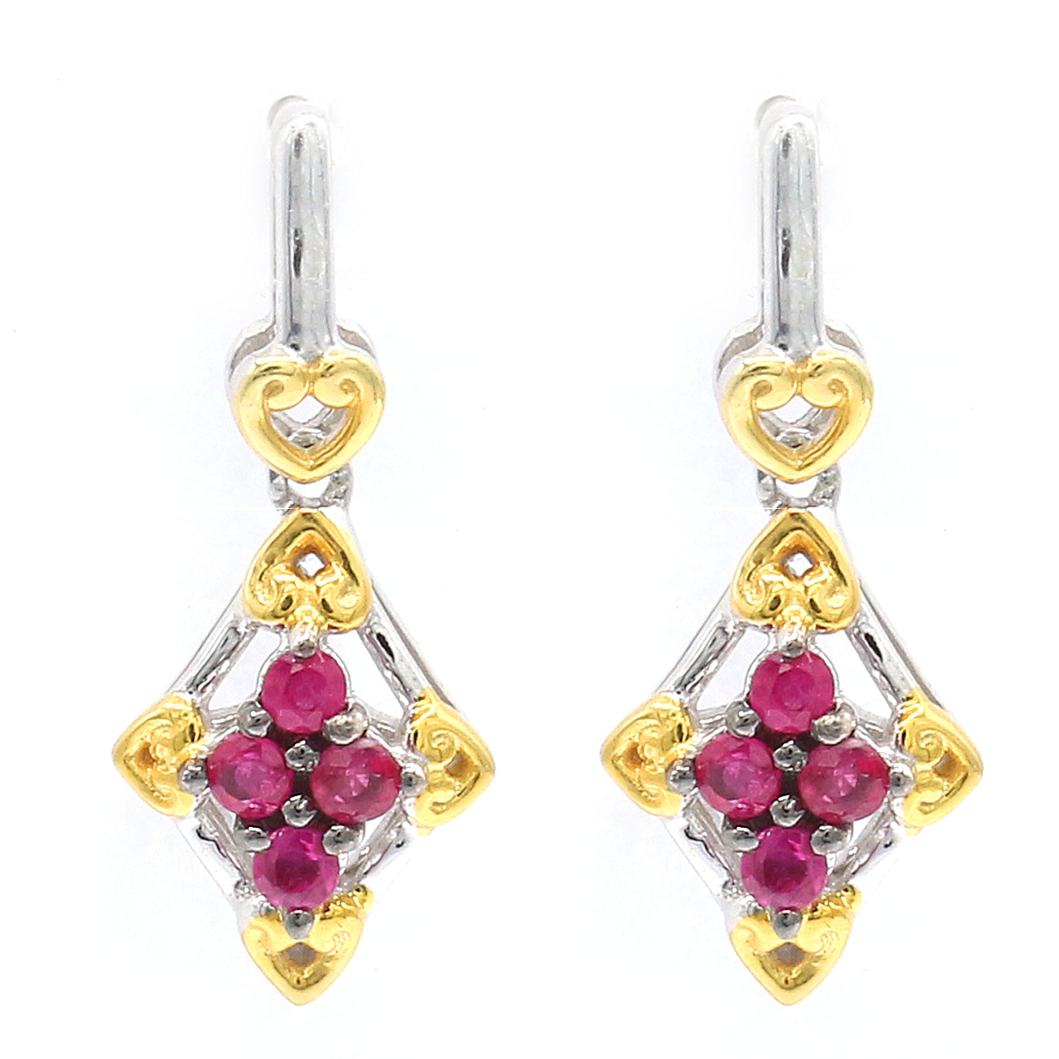 Gems en Vogue 0.24ctw Ruby Diamond Shape Earrings