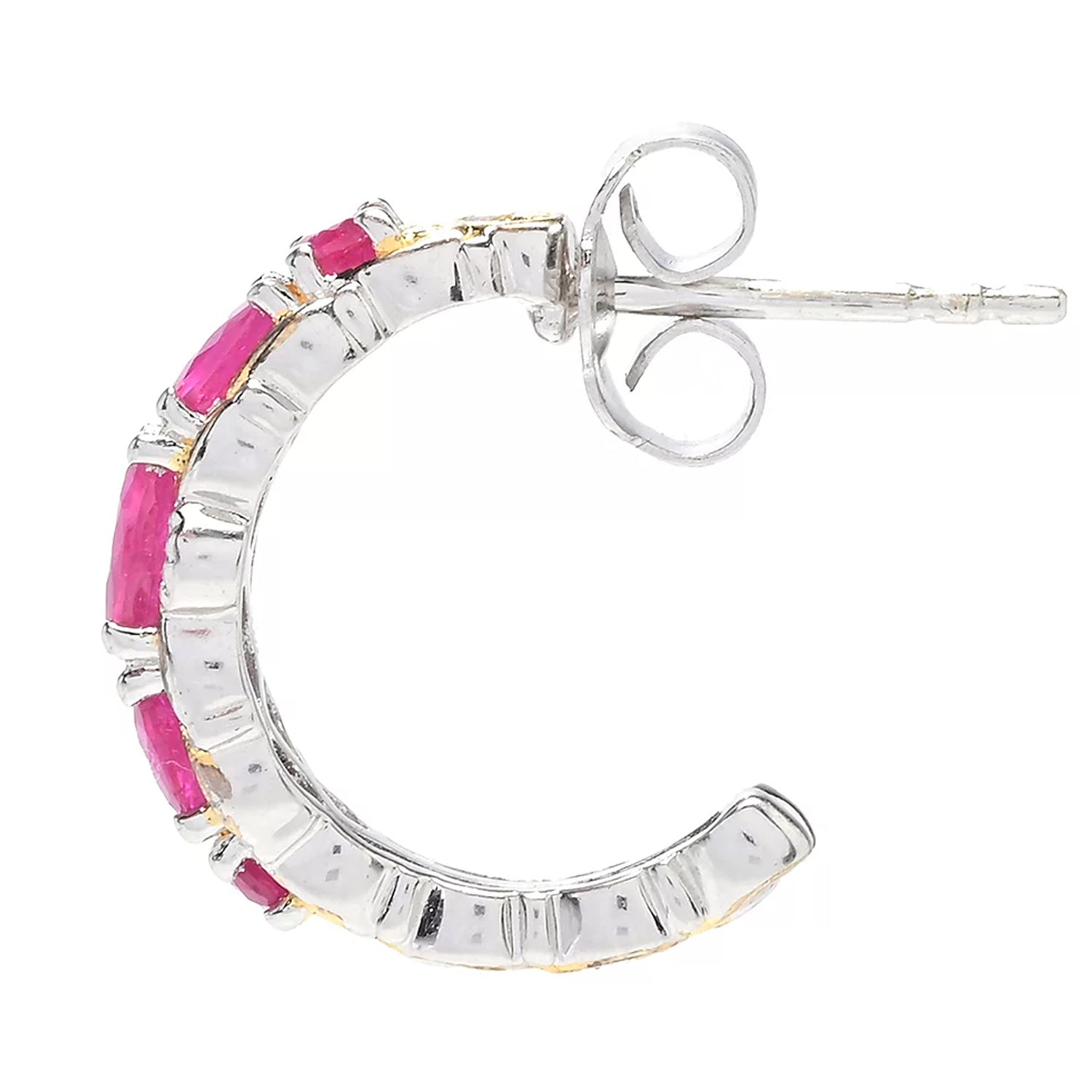 Gems en Vogue 2.00ctw Ruby & Diamond Hoop Earrings