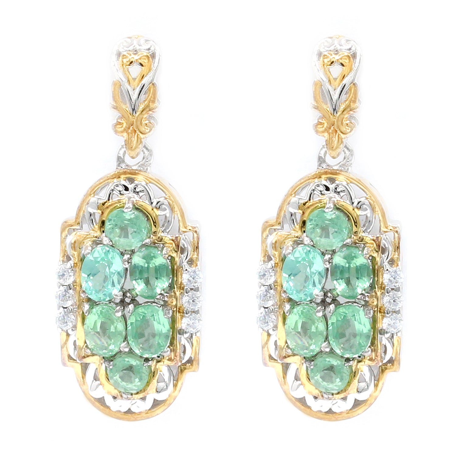 Gems en Vogue 4.25ctw Mint Kyanite & White Zircon Drop Earrings