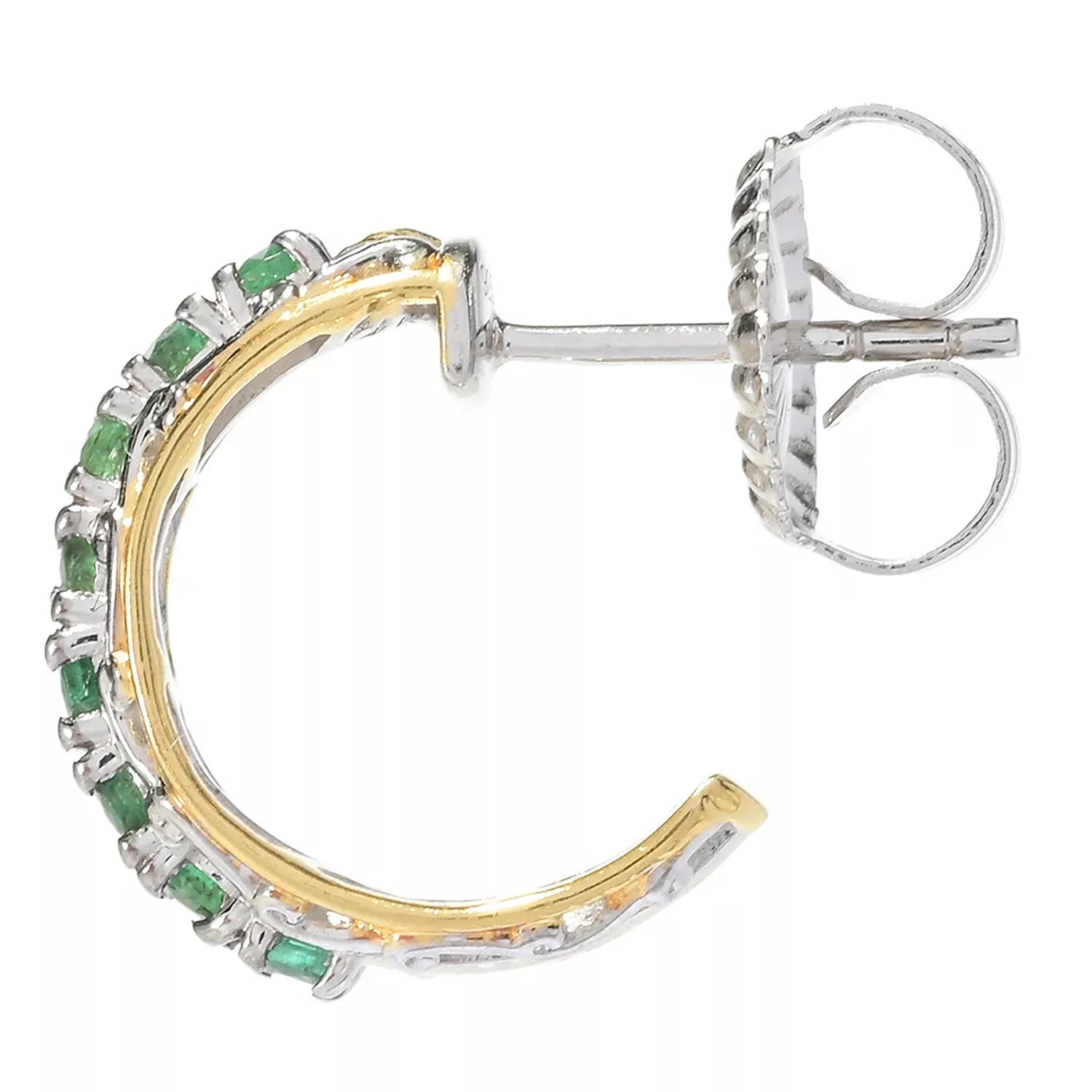 Gems en Vogue 0.64ctw Grizzly Emerald Hoop Earrings