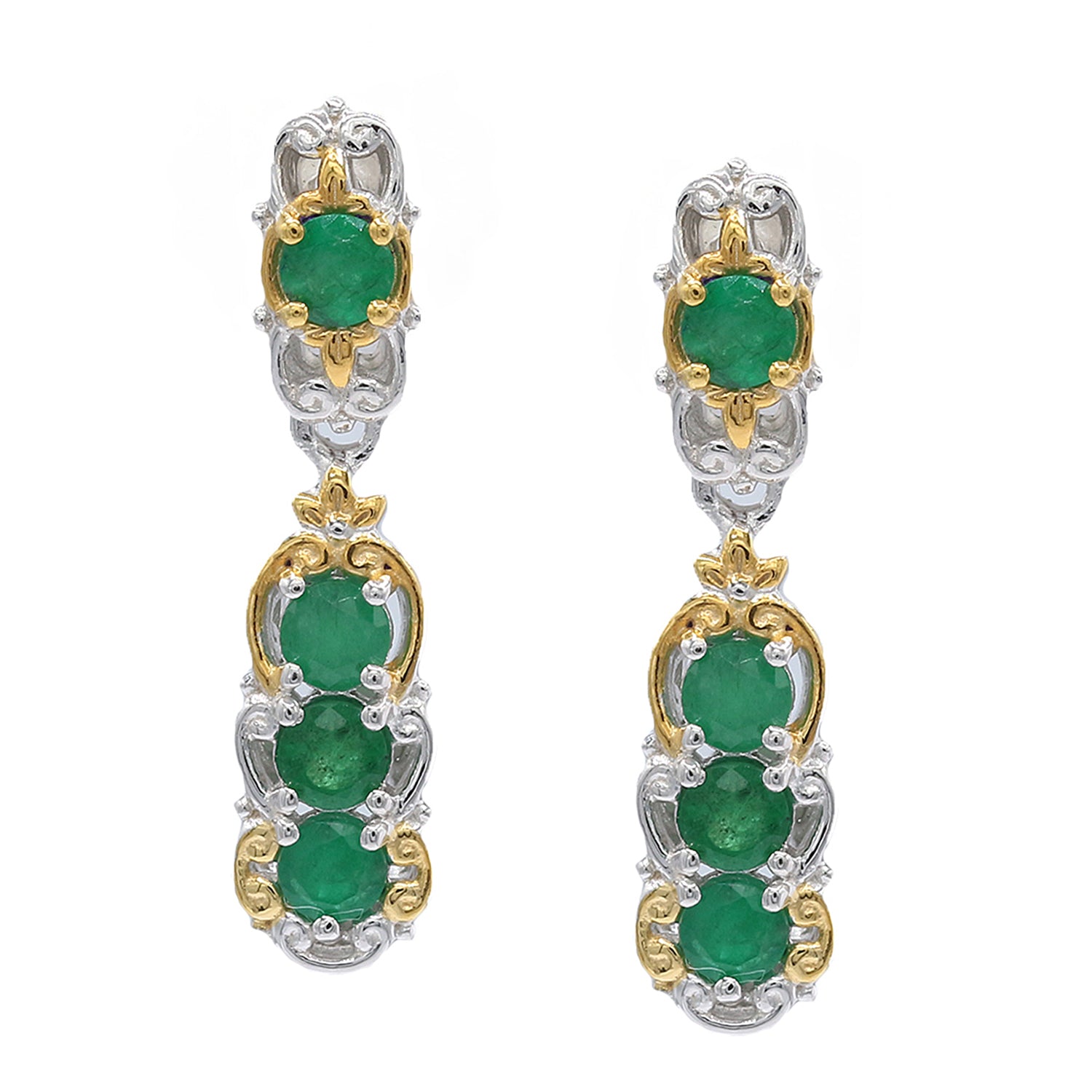 Gems en Vogue 0.96ctw Grizzly Emerald Drop Earrings