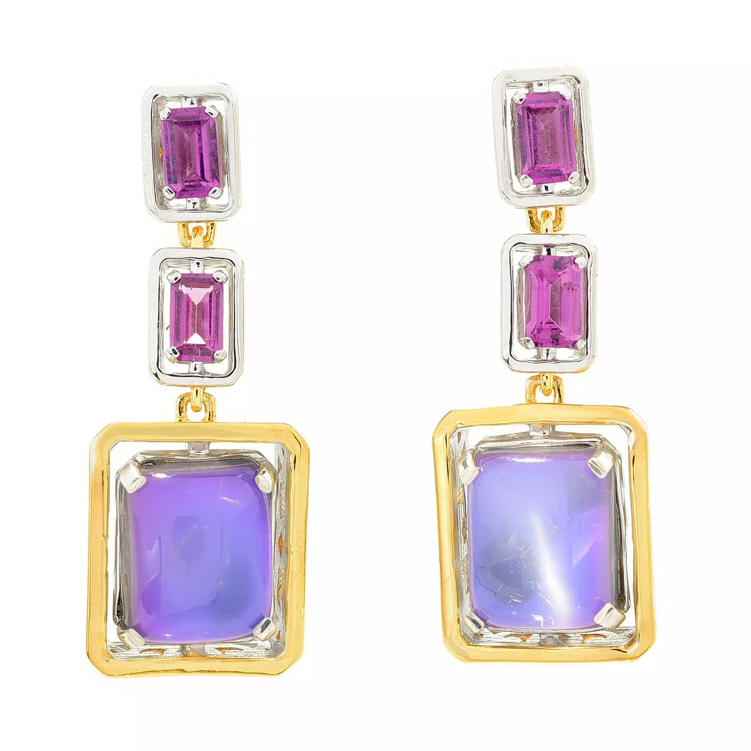 Gems en Vogue Purple Moonstone & Rhodolite Garnet Drop Earrings