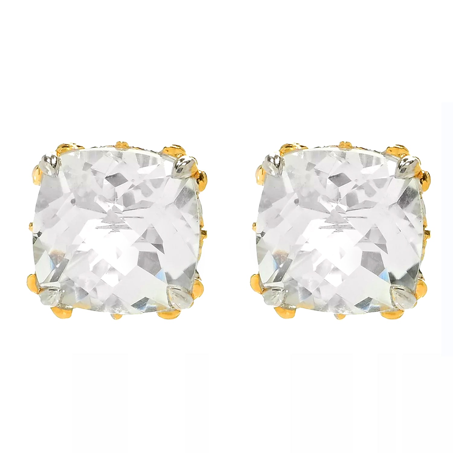 Gems en Vogue 24K Palladium Silver 8.80ctw Clear Quartz Stud Earrings