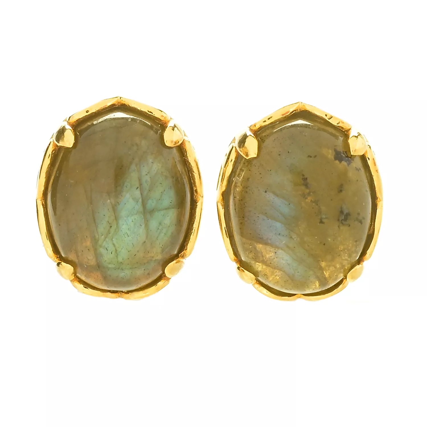 Gems en Vogue Oval Labradorite Stud Earrings