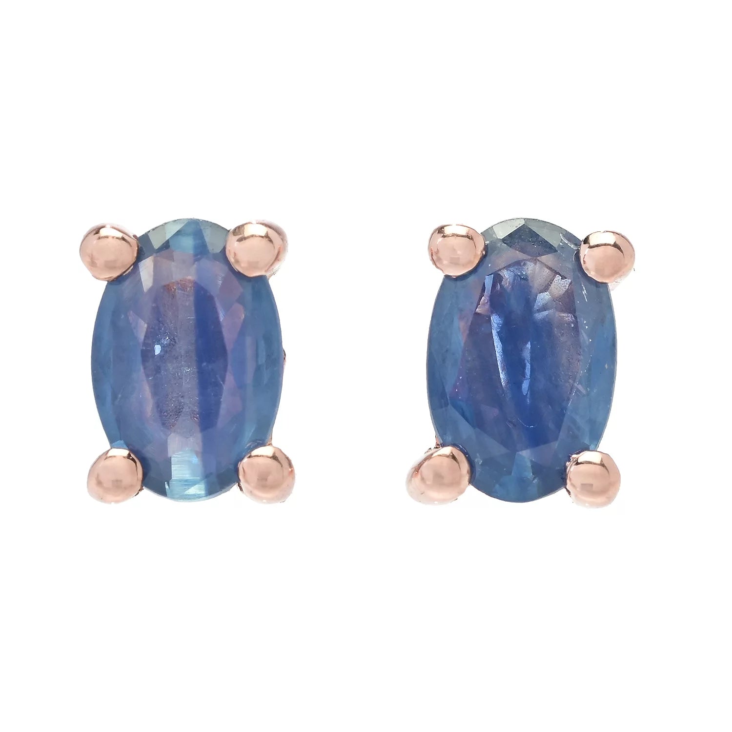 Gems en Vogue 1.02ctw Blue Sapphire Stud Earrings
