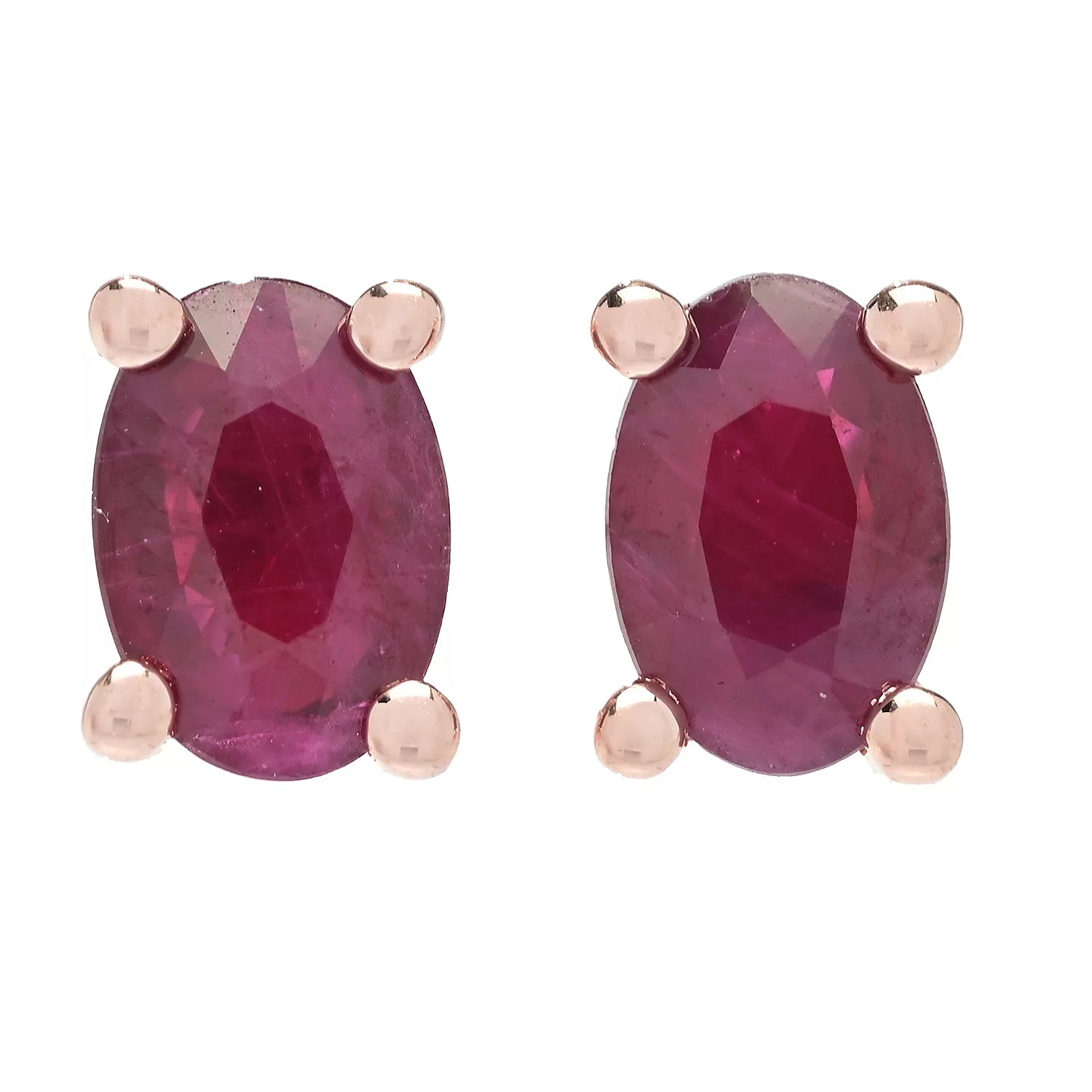 Gems en Vogue 1.00ctw Choice of Plating Ruby Stud Earrings
