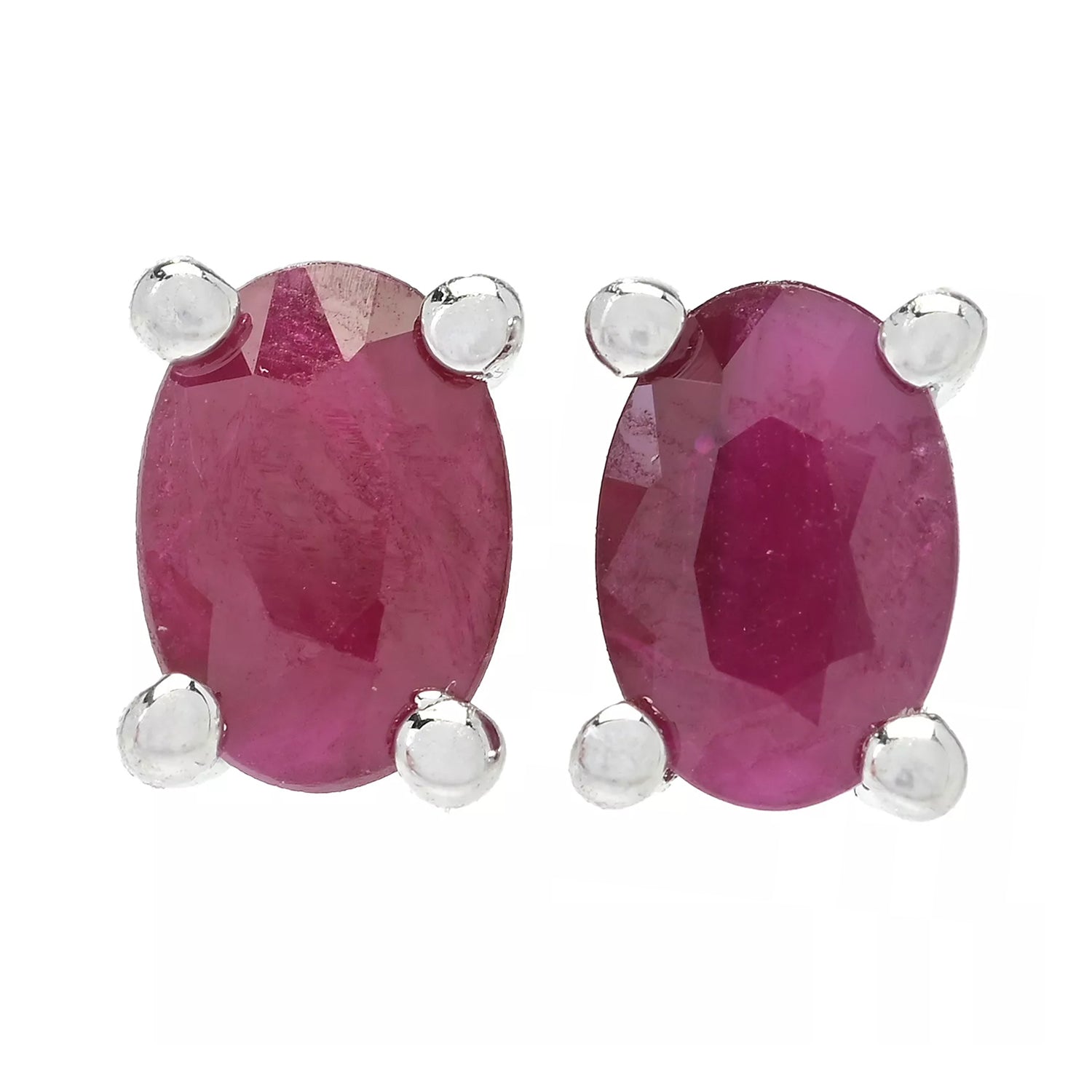 Gems en Vogue 1.00ctw Choice of Plating Ruby Stud Earrings