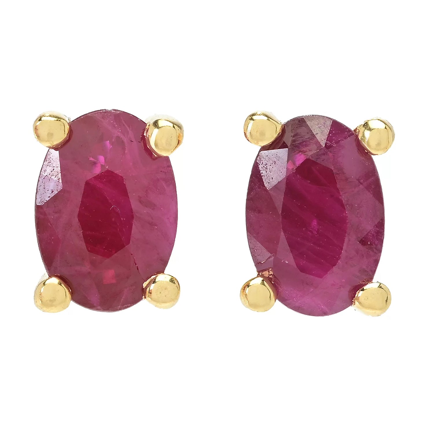Gems en Vogue 1.00ctw Choice of Plating Ruby Stud Earrings