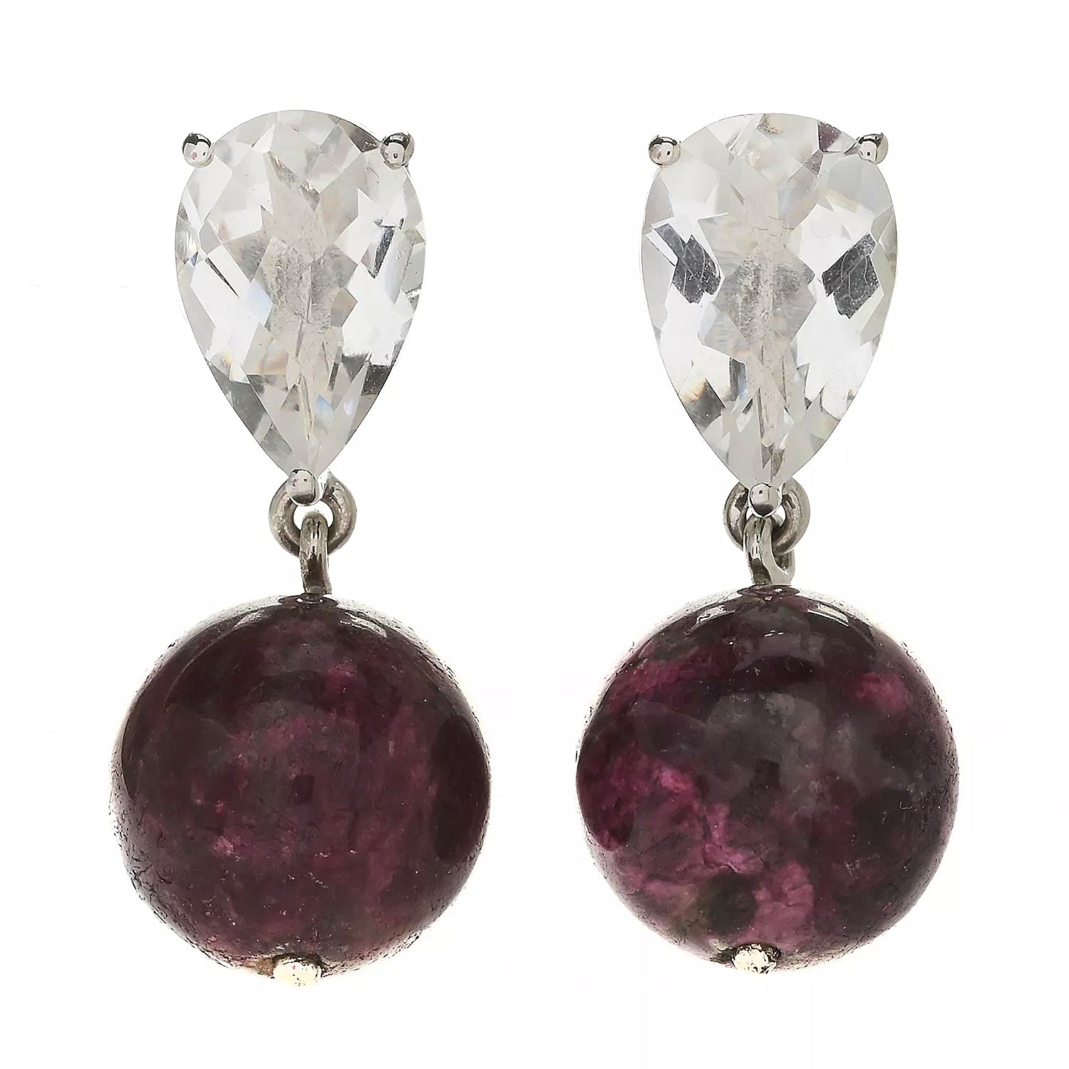 Gems en Vogue 5.00ctw Tourmaline Bead & White Quartz Earrings