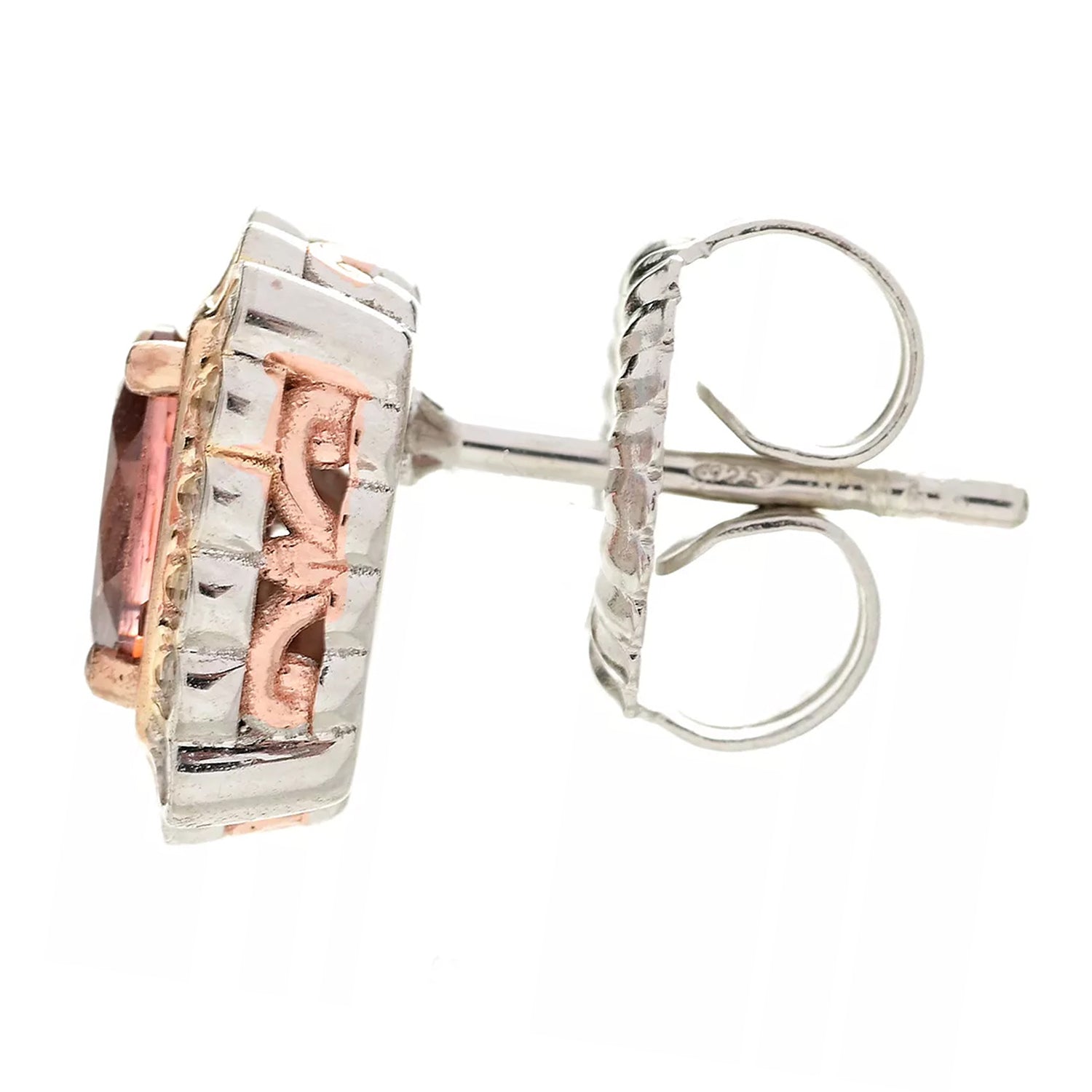 Gems en Vogue 2.30ctw Rose Zircon & White Zircon Stud Earrings