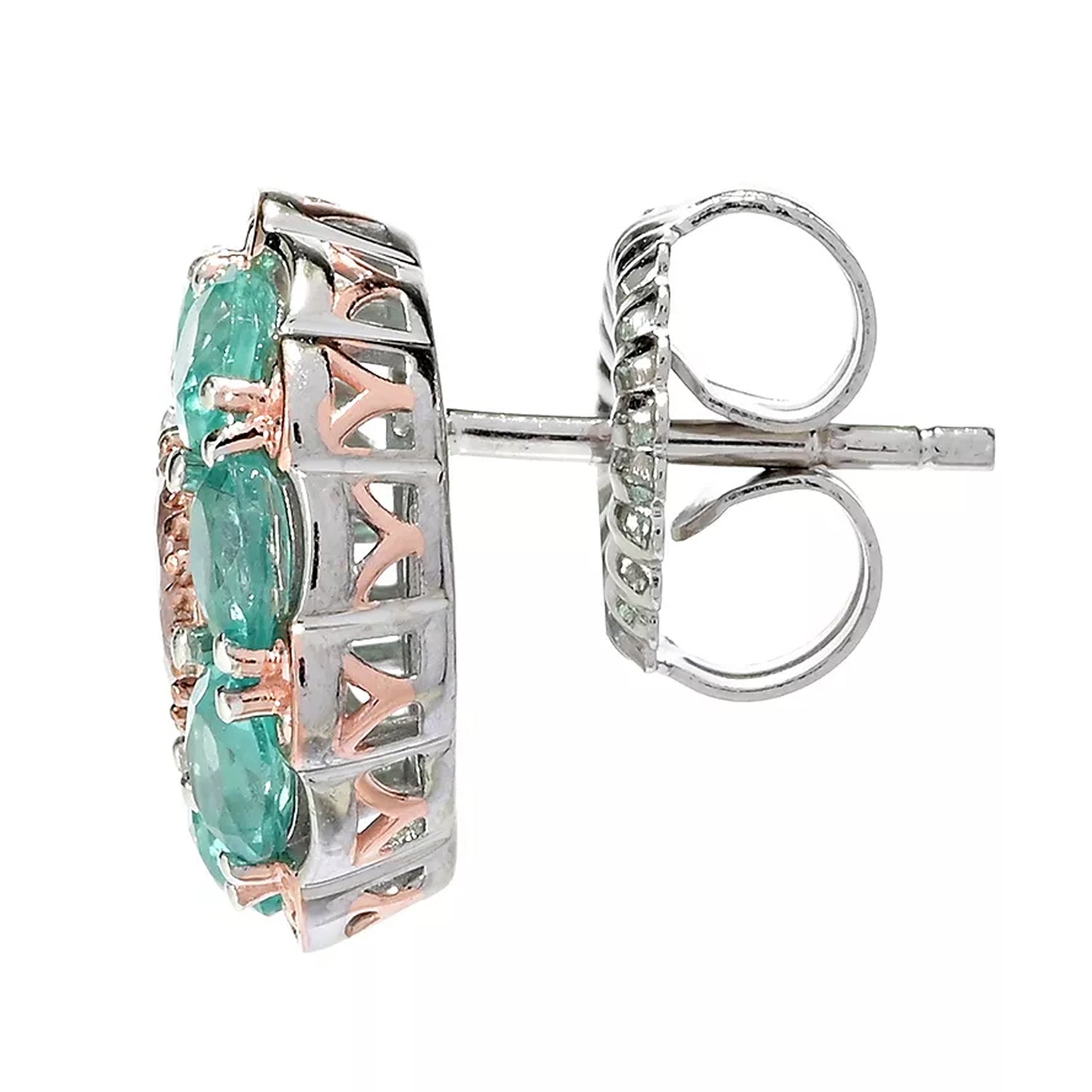 Gems en Vogue 3.35ctw Morganite & Dauphin Apatite Stud Earrings