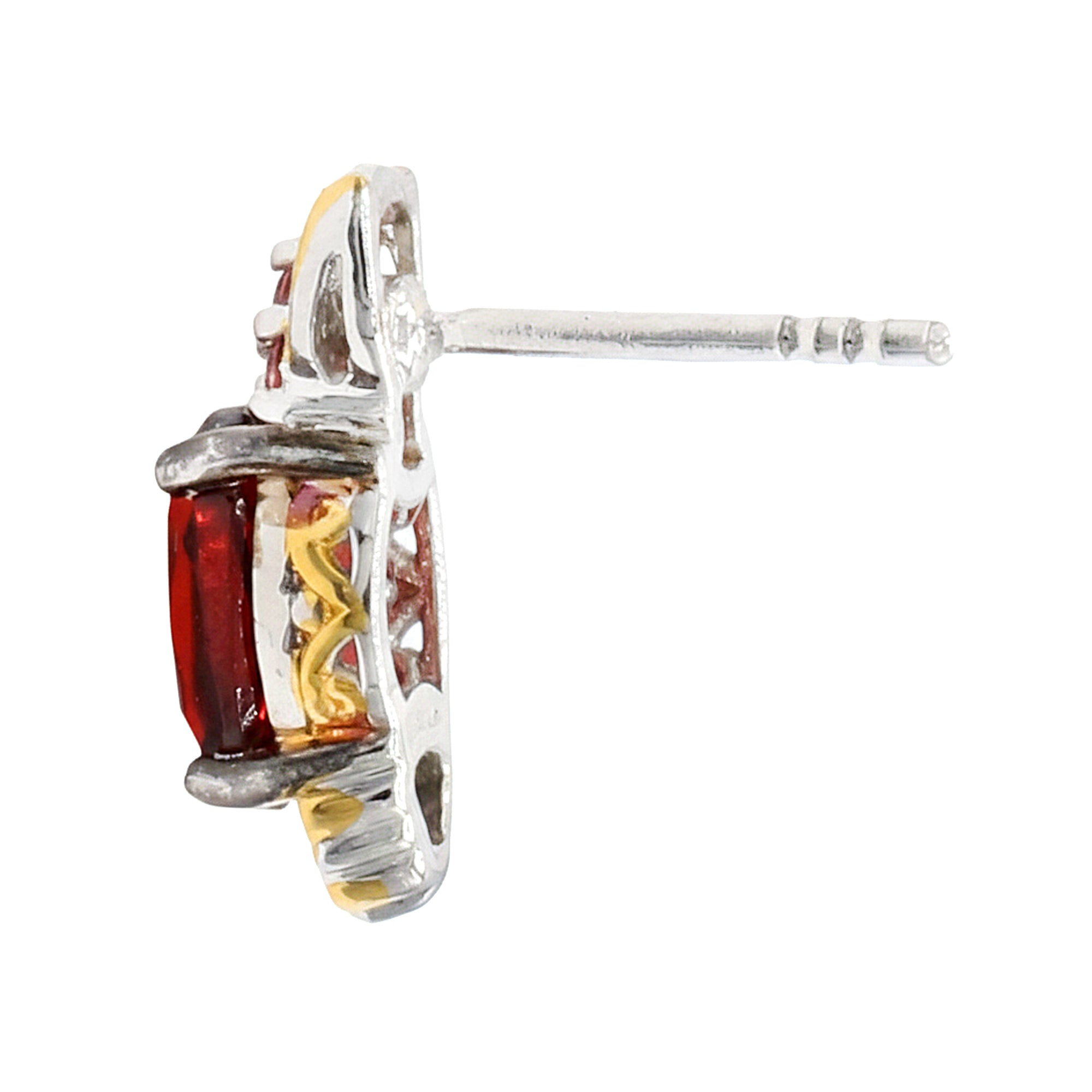 Gems en Vogue 24K Palladium Silver 3.24ctw Mozambique Garnet & Padparadscha Sapphire Stud Earrings