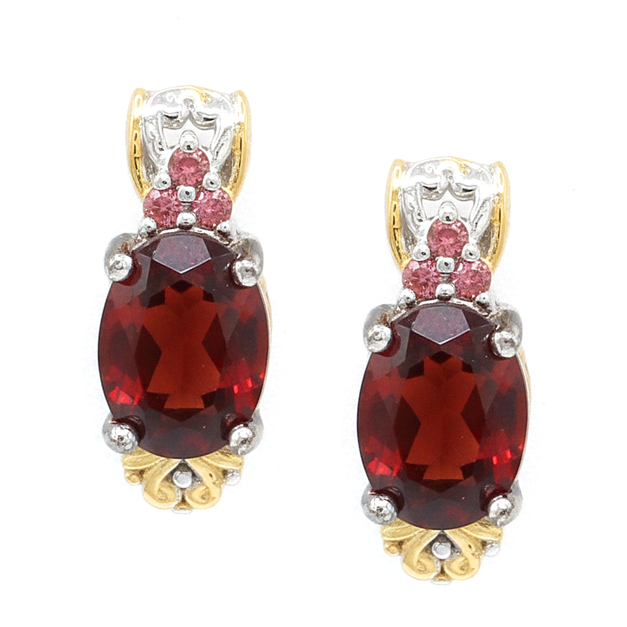 Gems en Vogue 24K Palladium Silver 3.24ctw Mozambique Garnet & Padparadscha Sapphire Stud Earrings