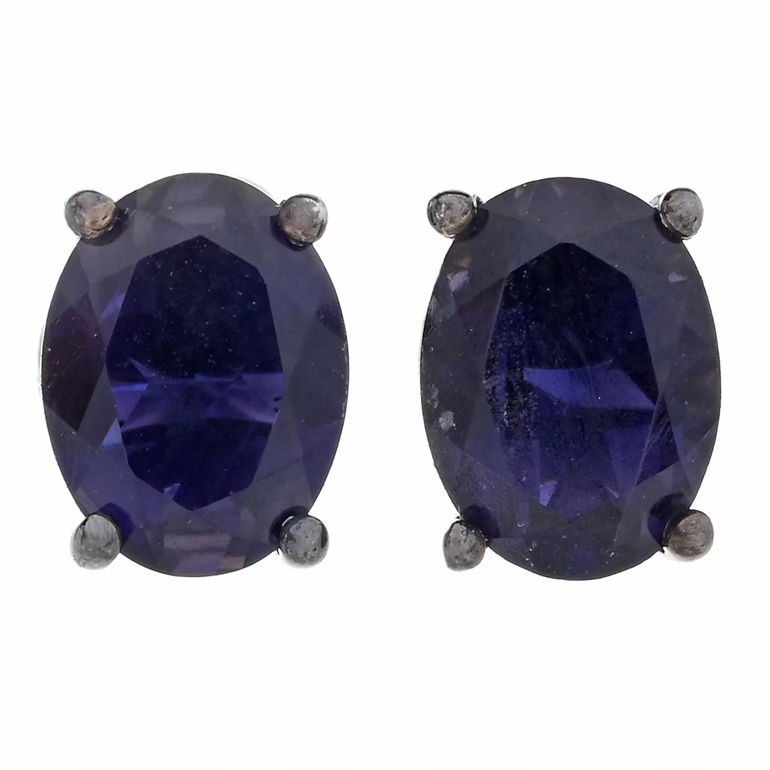 Gems en Vogue 1.84ctw Oval Iolite Stud Earrings