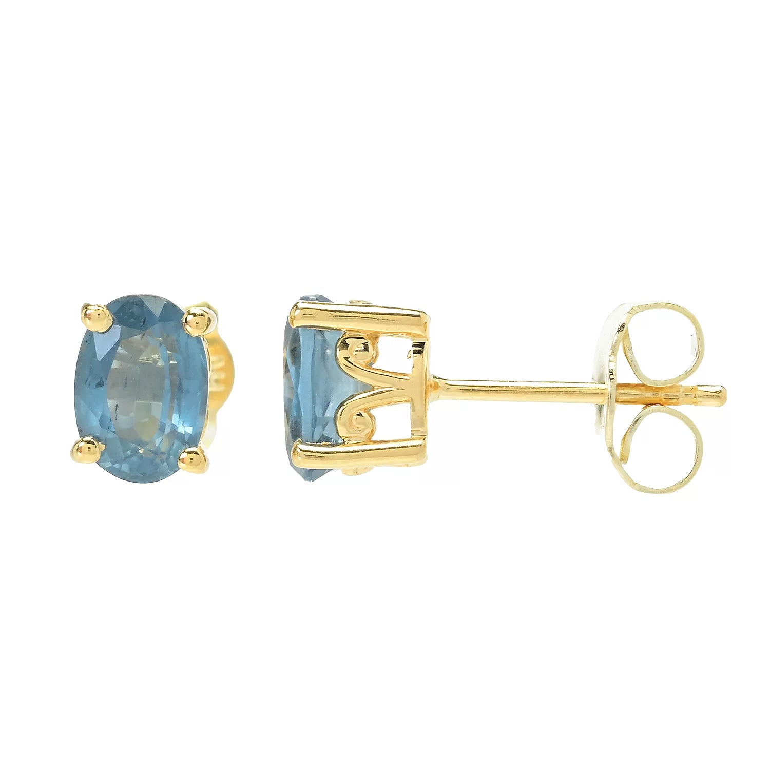Gems en Vogue 1.37ctw Teal Kyanite Stud Earrings
