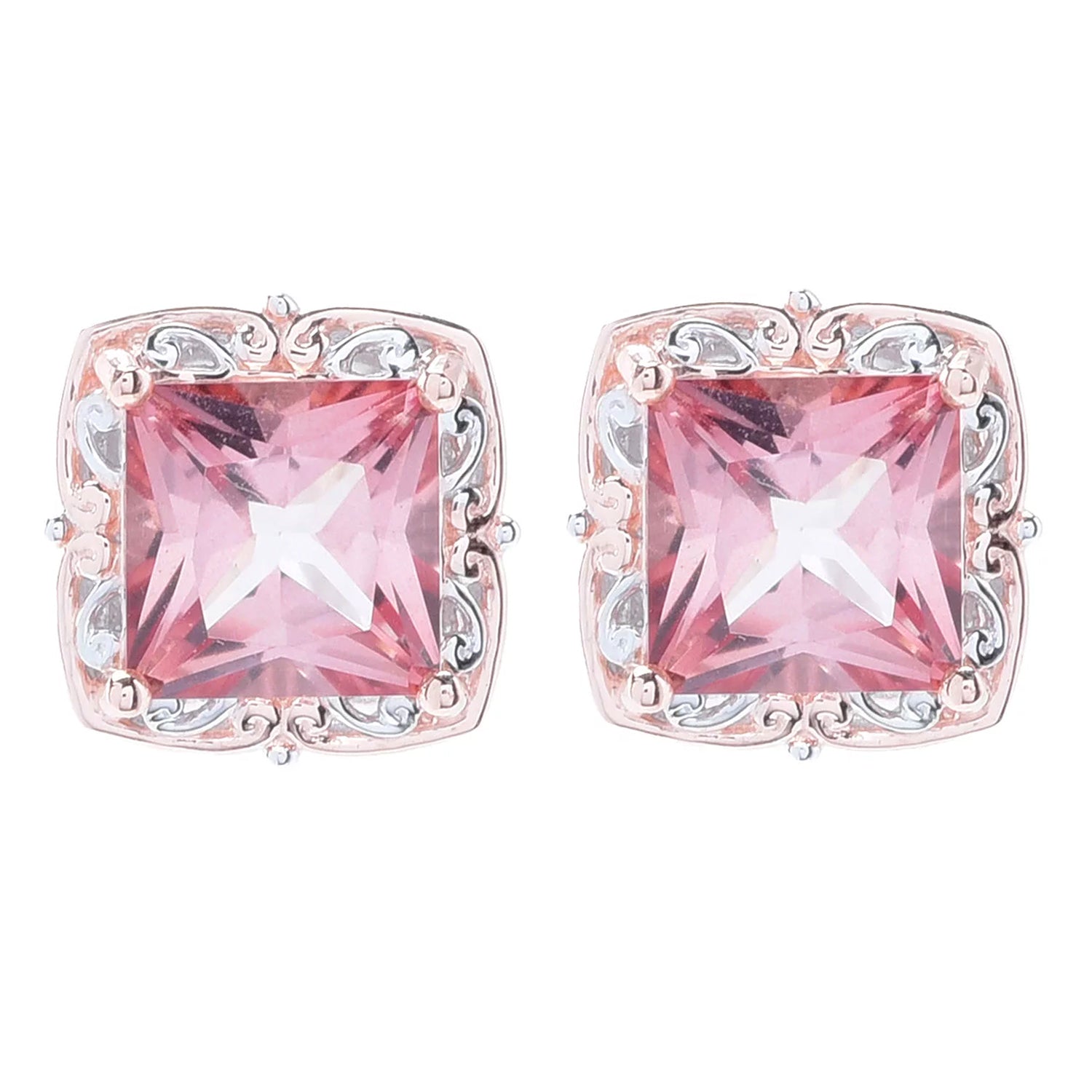 Gems en Vogue 5.50ctw Morganite Color Topaz Stud Earrings