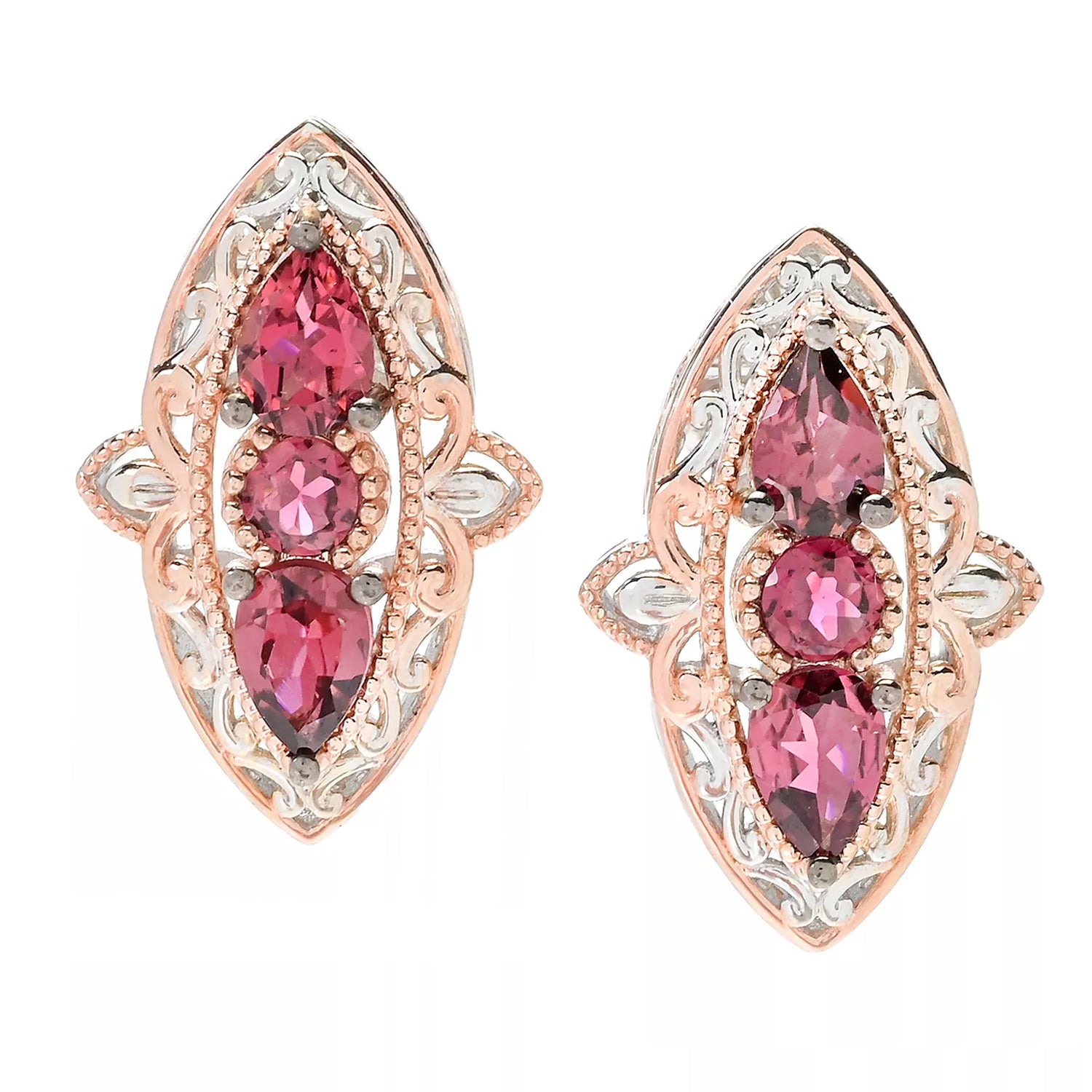 Gems en Vogue 2.18ct Pink Tourmaline Earrings