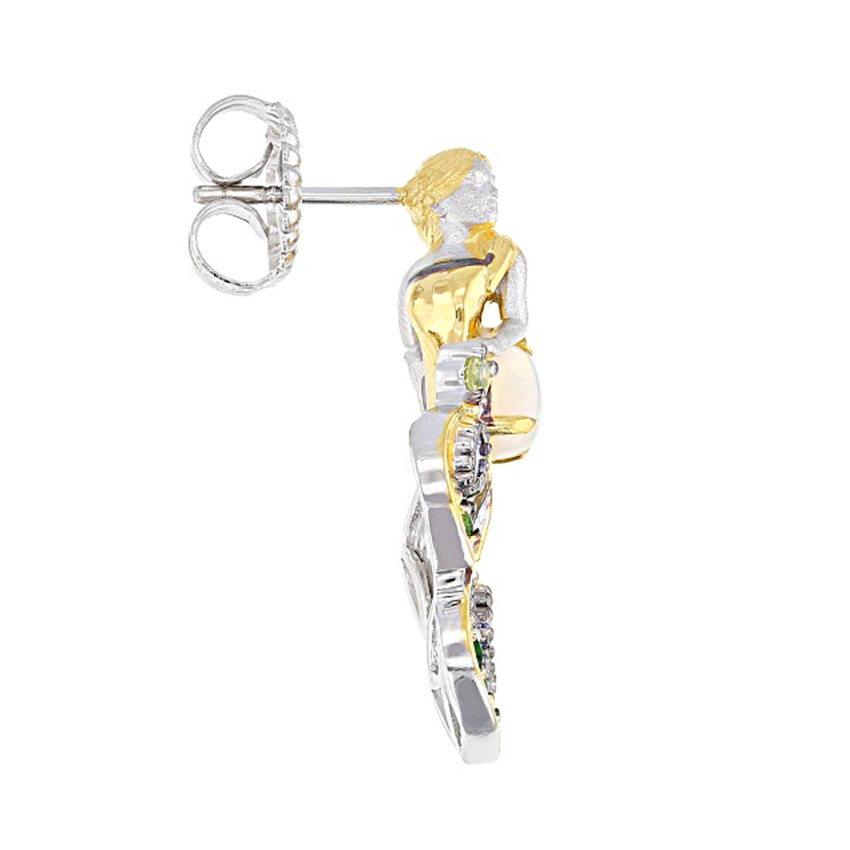 Gems en Vogue 24K Palladium Silver Ethiopian Opal & Multi Gemstones Mermaid/Fairy Earrings