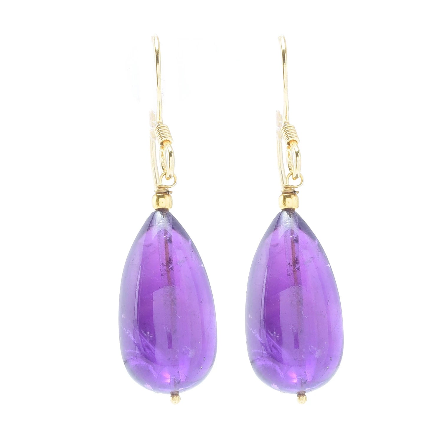 Gems en Vogue Amethyst Tumbled Bead Drop Earrings