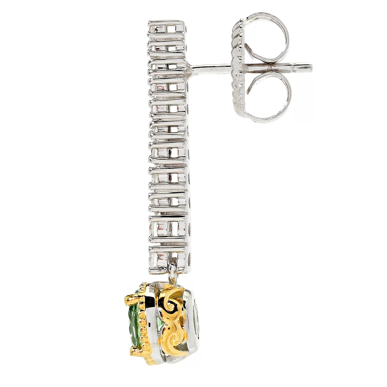 Gems en Vogue 2.52ctw Green Apatite & White Zircon Drop Earrings