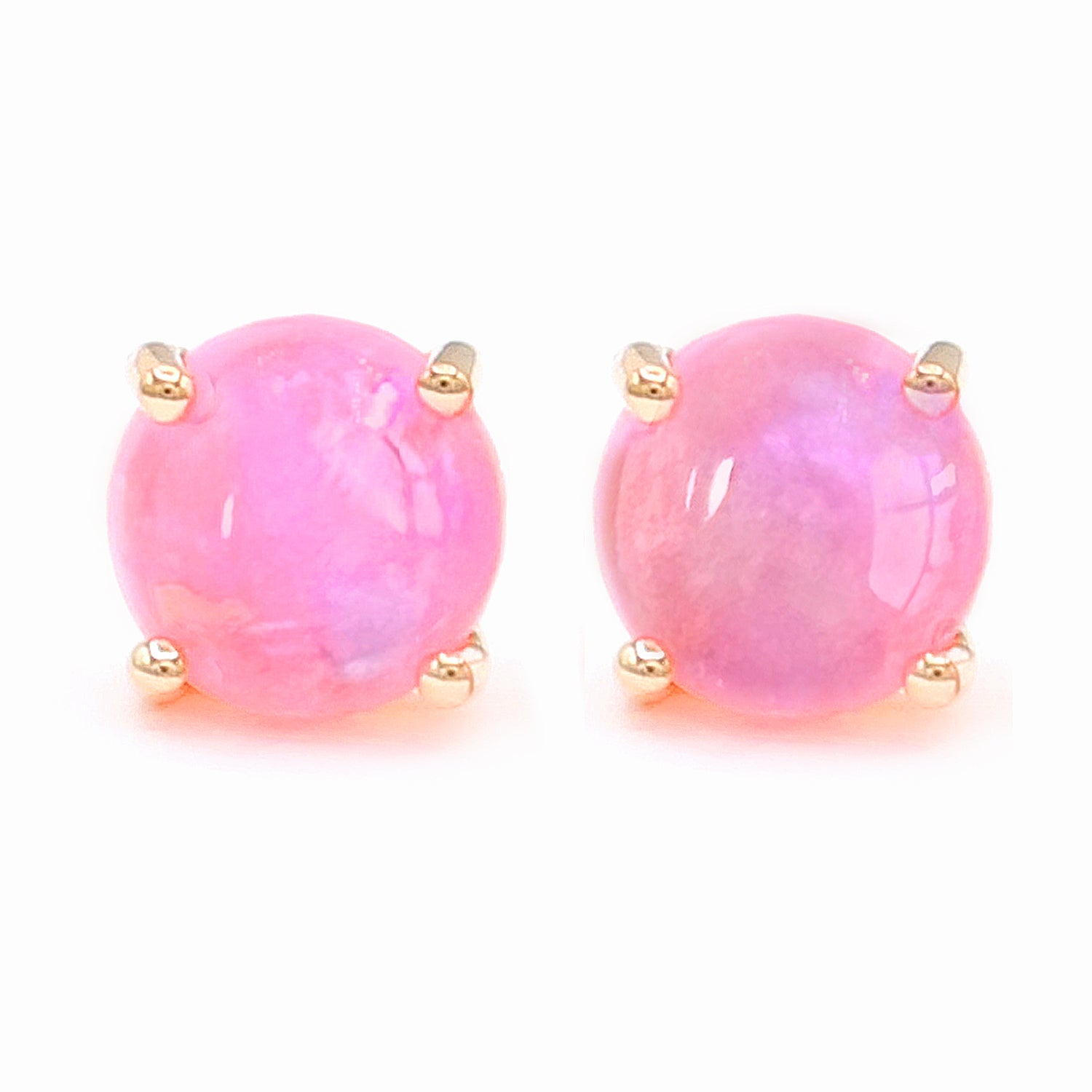 Gems en Vogue 18K Palladium Silver Round Pink Ethiopian Opal Stud Earrings