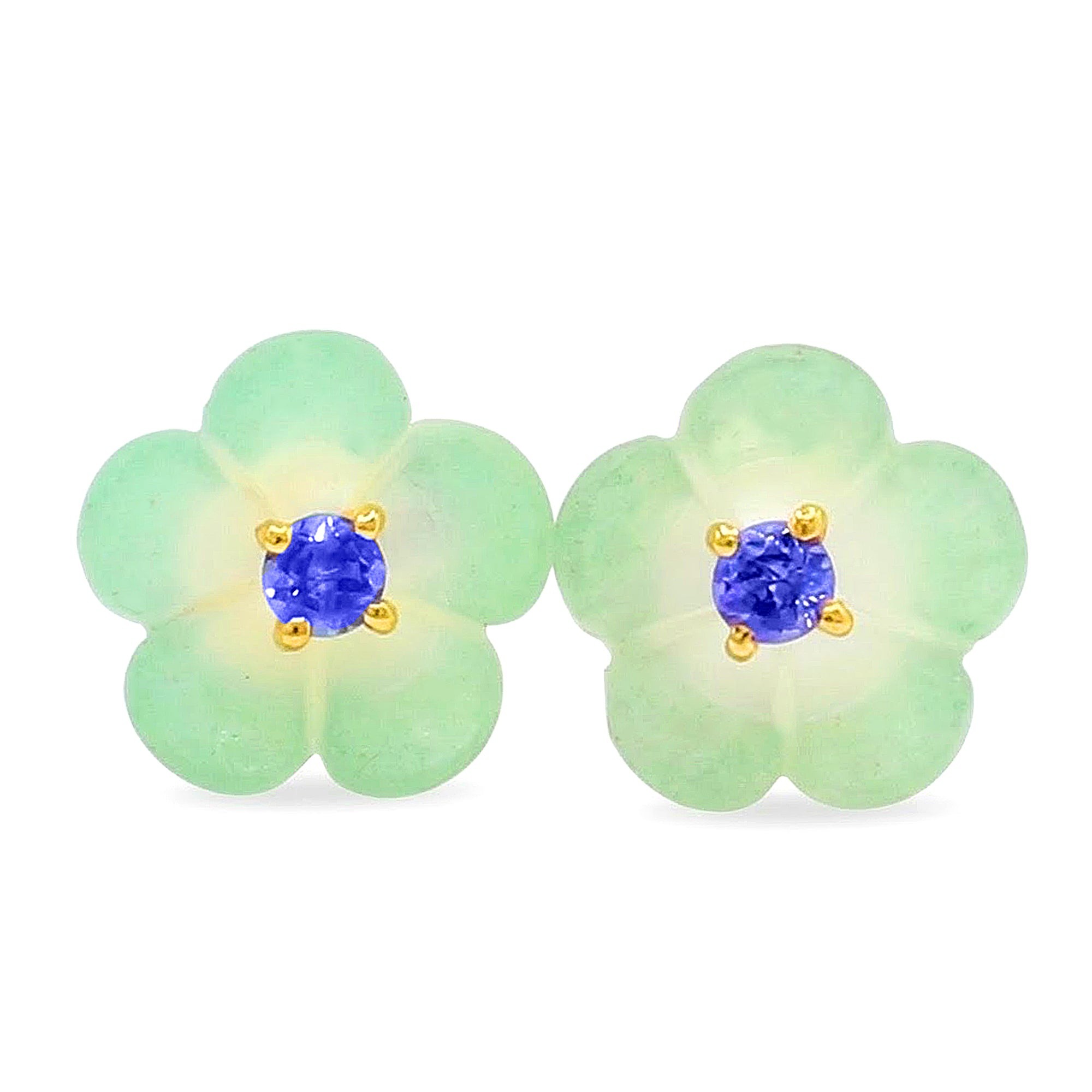 Boucles d'oreilles clous fleur sculptée Gems en Vogue en nacre blanche et citrine
